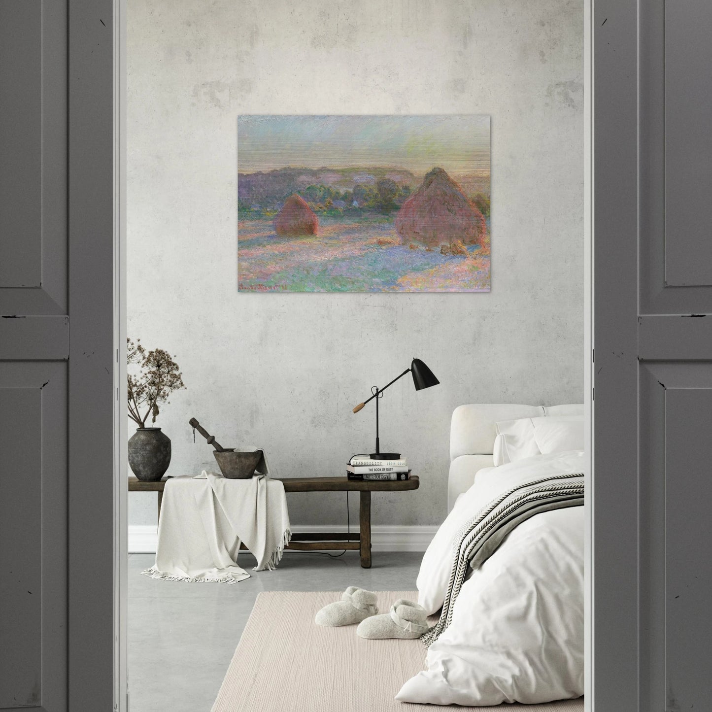 Stacks of Wheat End of Summer - claude monet Brushed Aluminum Print - 70x100 cm / 28x40 inches | claude monet Aluminum Print | claude monet Prints