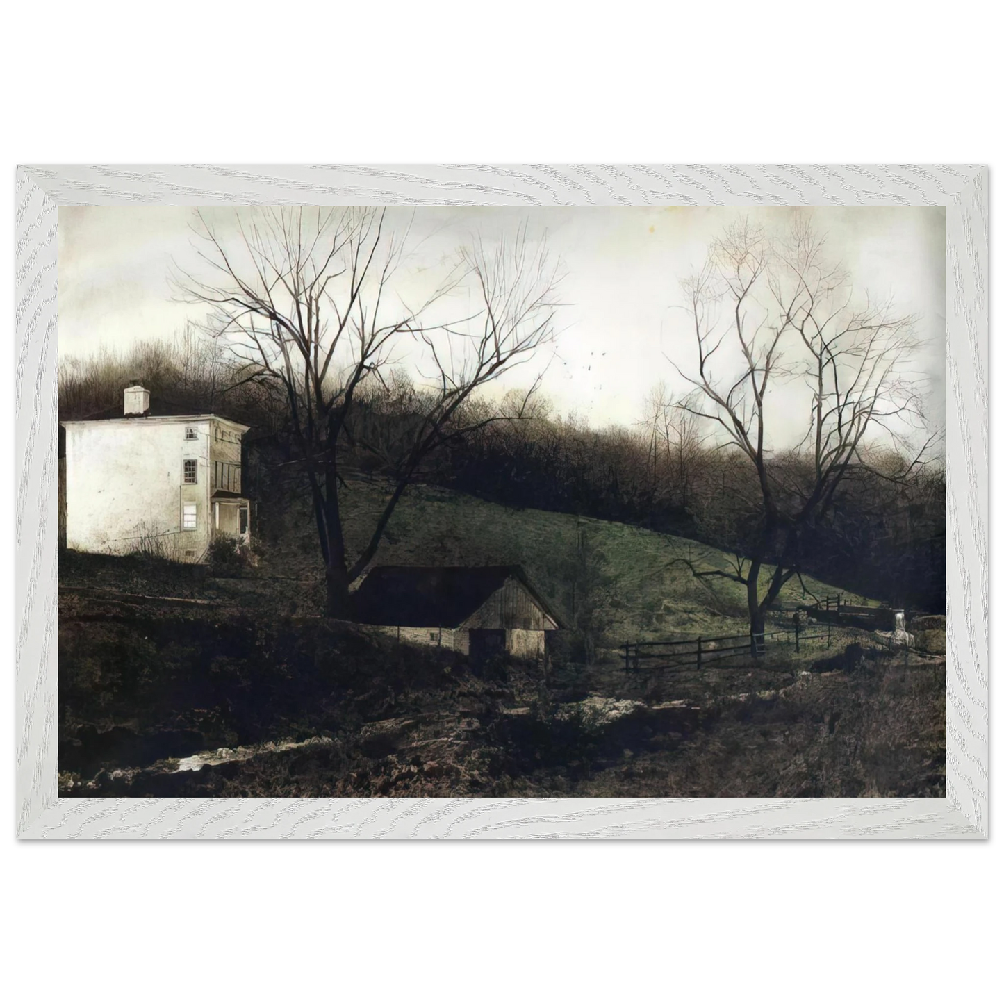 Andrew Wyeth - EVENING AT KUERNERS Wall Art - 30x40 cm / 12x16 inches - Premium Wooden Framed Poster With Fine Art Paper - Wood frame