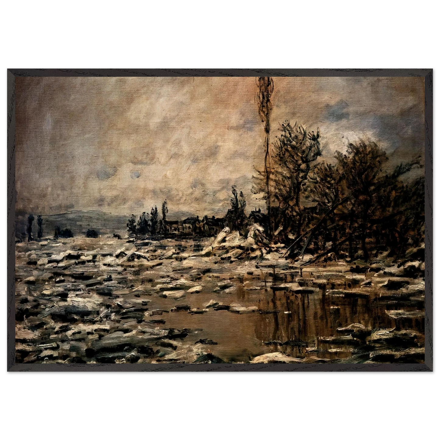 The Break-up of the Ice - claude monet Framed Art Print – Black Wooden Frame - Default Title - -Framed Art Print