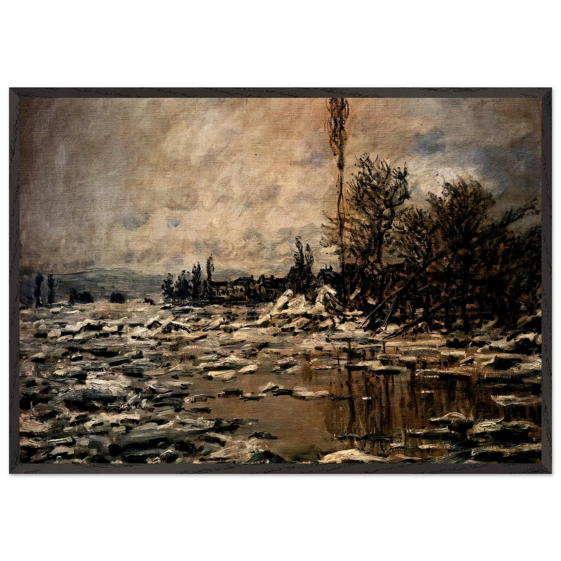 The Break-up of the Ice - claude monet Framed Art Print – Black Wooden Frame - Default Title - -Framed Art Print