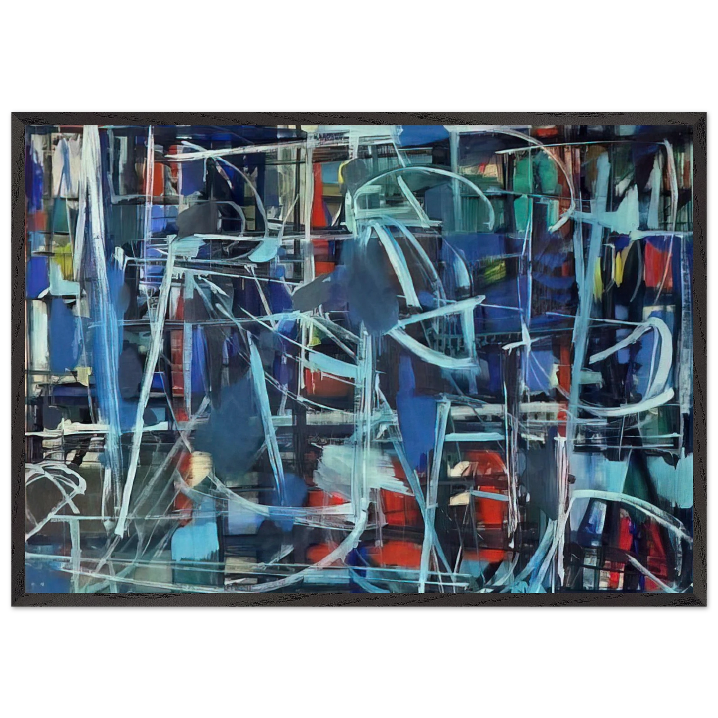 Abstract in Blue - 1950 - Robert Goodnough Framed Art Print – Black Wooden Frame - Default Title - -Framed Art Print