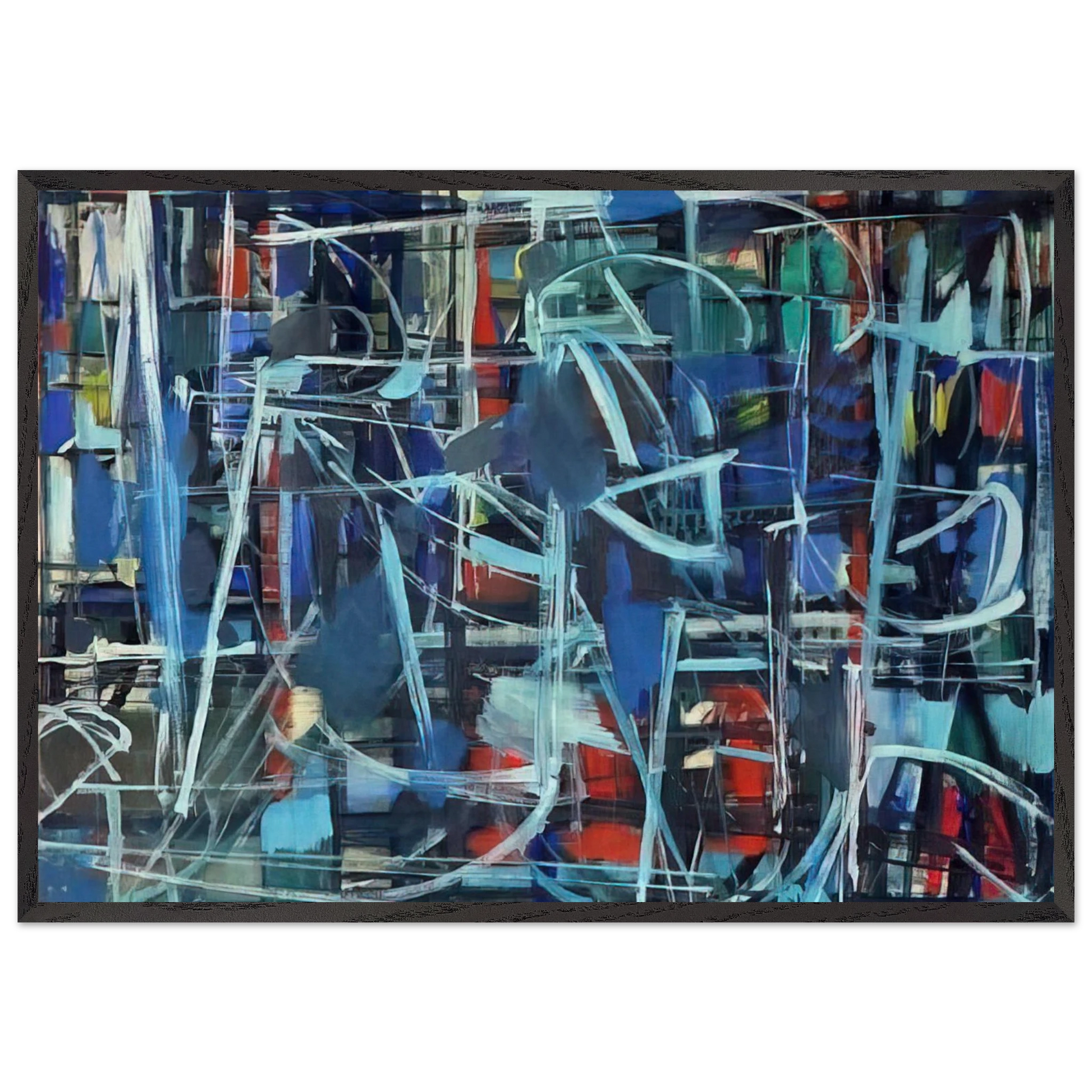 Abstract in Blue - 1950 - Robert Goodnough Framed Art Print – Black Wooden Frame - Default Title - -Framed Art Print