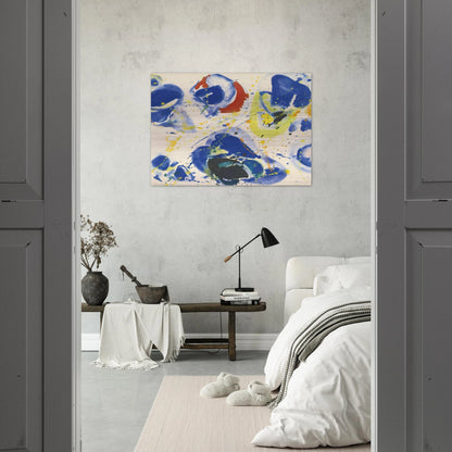 Blue With Red, Yellow and Orange - Sam Francis Brushed Aluminum Print - 70x100 cm / 28x40 inches | Sam Francis Aluminum Print | Sam Francis Prints