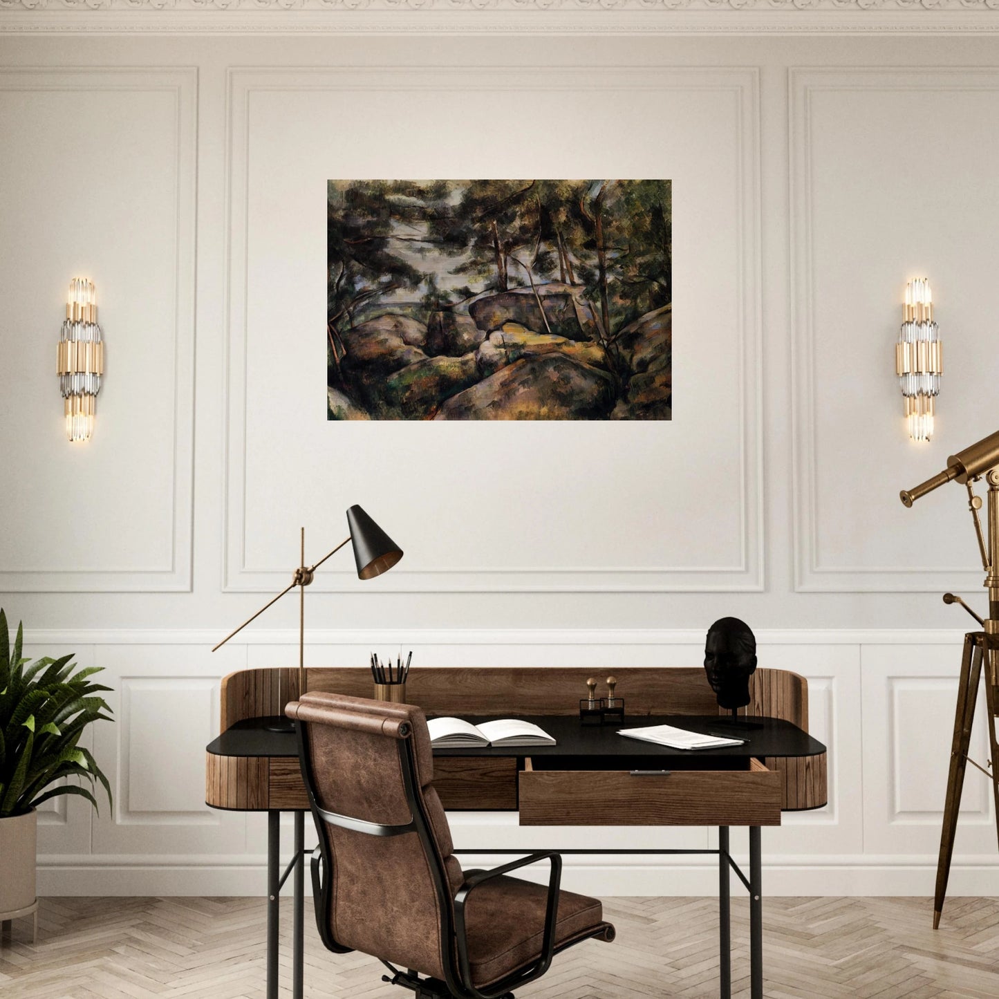 Rocks at Fountainebleau - Paul Cézanne Brushed Aluminum Print - 70x100 cm / 28x40 inches | Paul Cézanne Aluminum Print | Paul Cézanne Prints