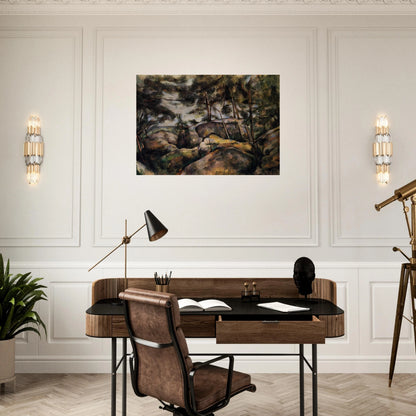 Rocks at Fountainebleau - Paul Cézanne Brushed Aluminum Print - 70x100 cm / 28x40 inches | Paul Cézanne Aluminum Print | Paul Cézanne Prints