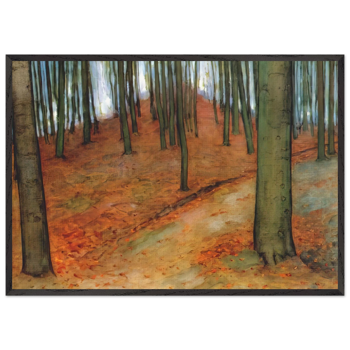 Wood with Beech Trees - Piet Mondrian 70x100 cm / 28x40 inches Framed Art Print – Black Wooden Frame