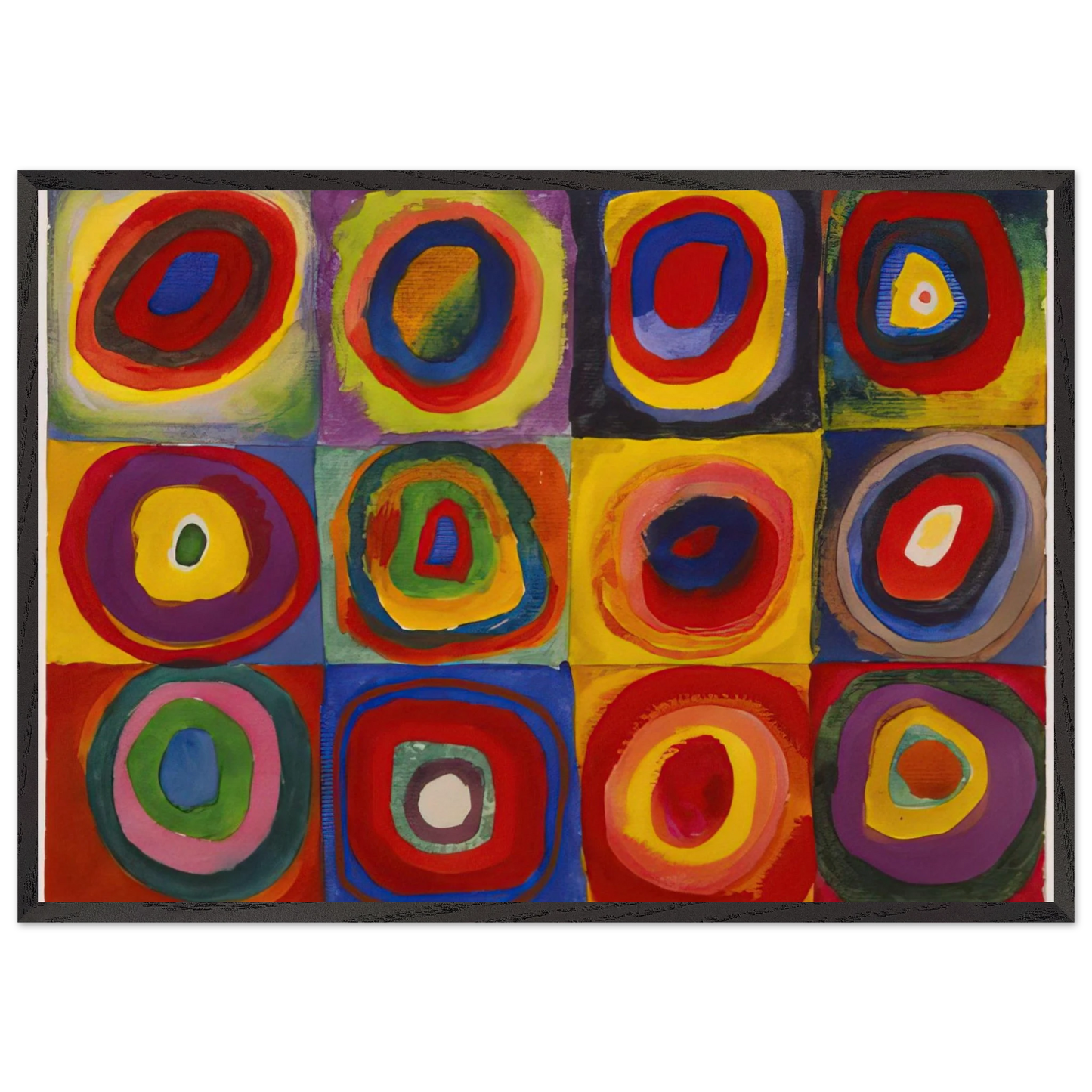 COLOR STUDY SQUARES WITH CONCENTRIC CIRCLES 1913 - Wassily Kandinsky Framed Art Print – Black Wooden Frame - Default Title - -Framed Art Print