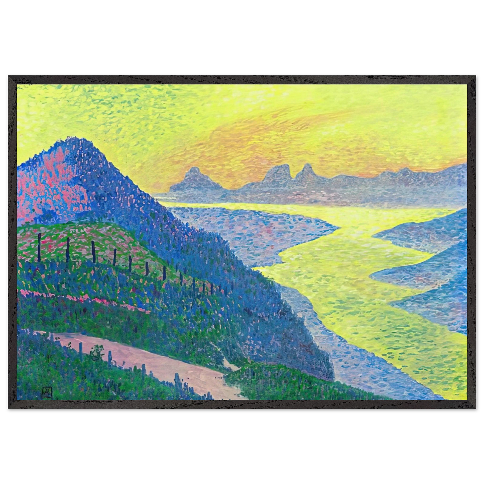 SUNSET AT AMBLETEUSE 1899 - Theo van Rysselberghe Framed Art Print – Black Wooden Frame - Default Title - -Framed Art Print