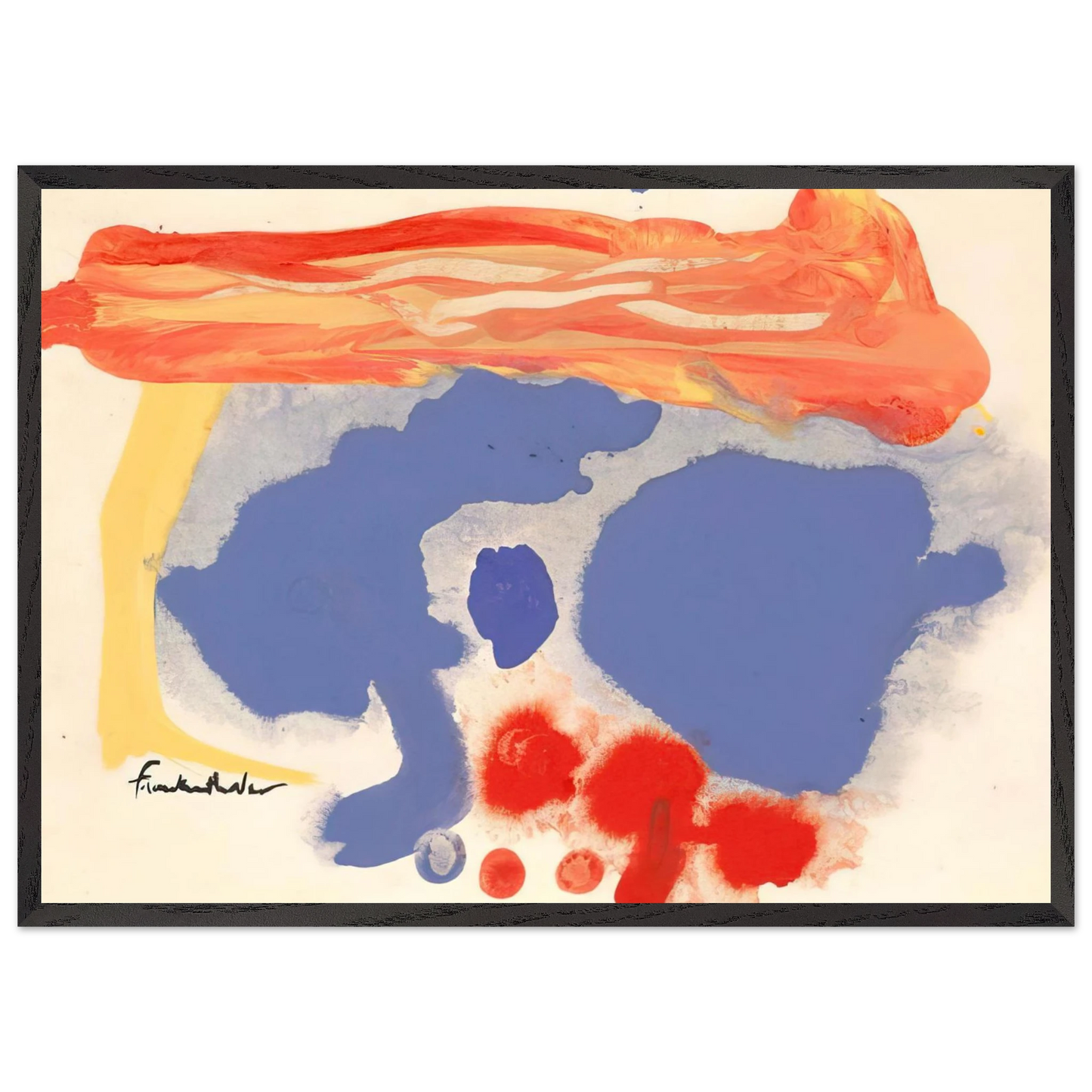 Helen Frankenthaler - Summerscene, Provincetown - 1961 Wall art - 70x100 cm / 28x40 inches - Premium Wooden Framed Poster With Fine Art Paper - White frame