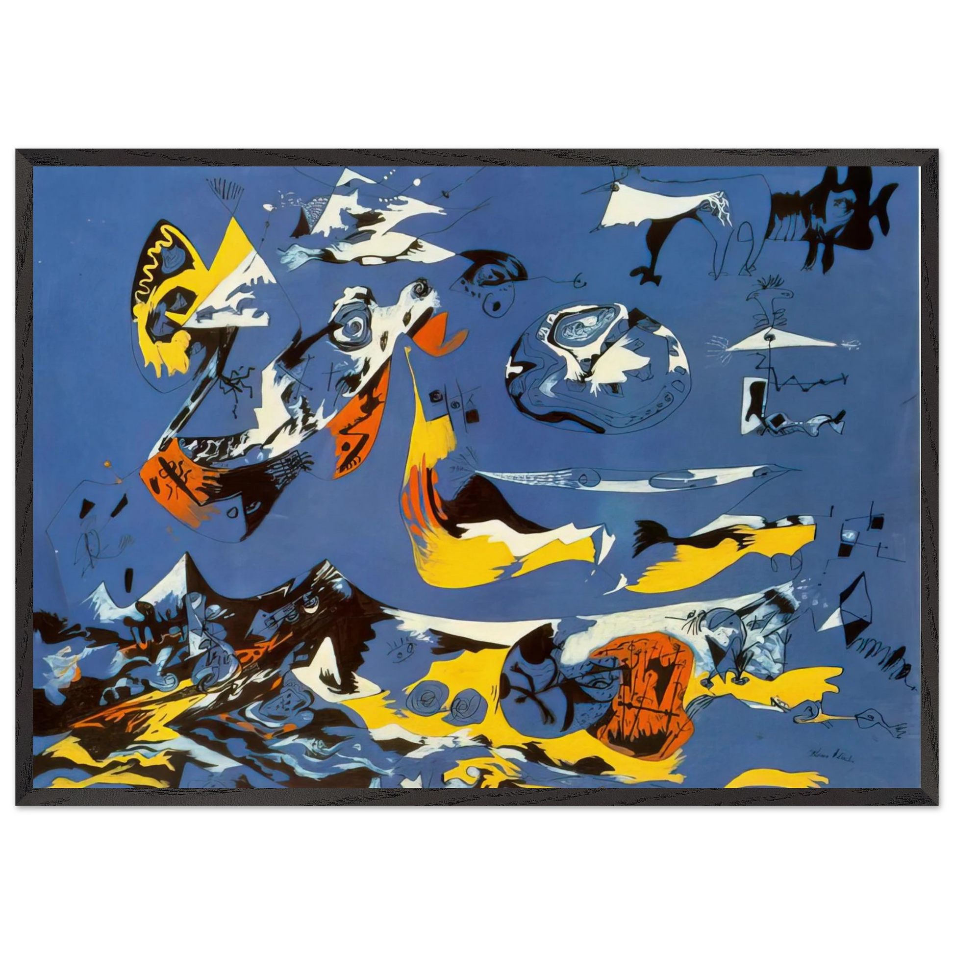 BLUE MOBY DICK - Jackson Pollock Framed Art Print – Black Wooden Frame - Default Title - -Framed Art Print
