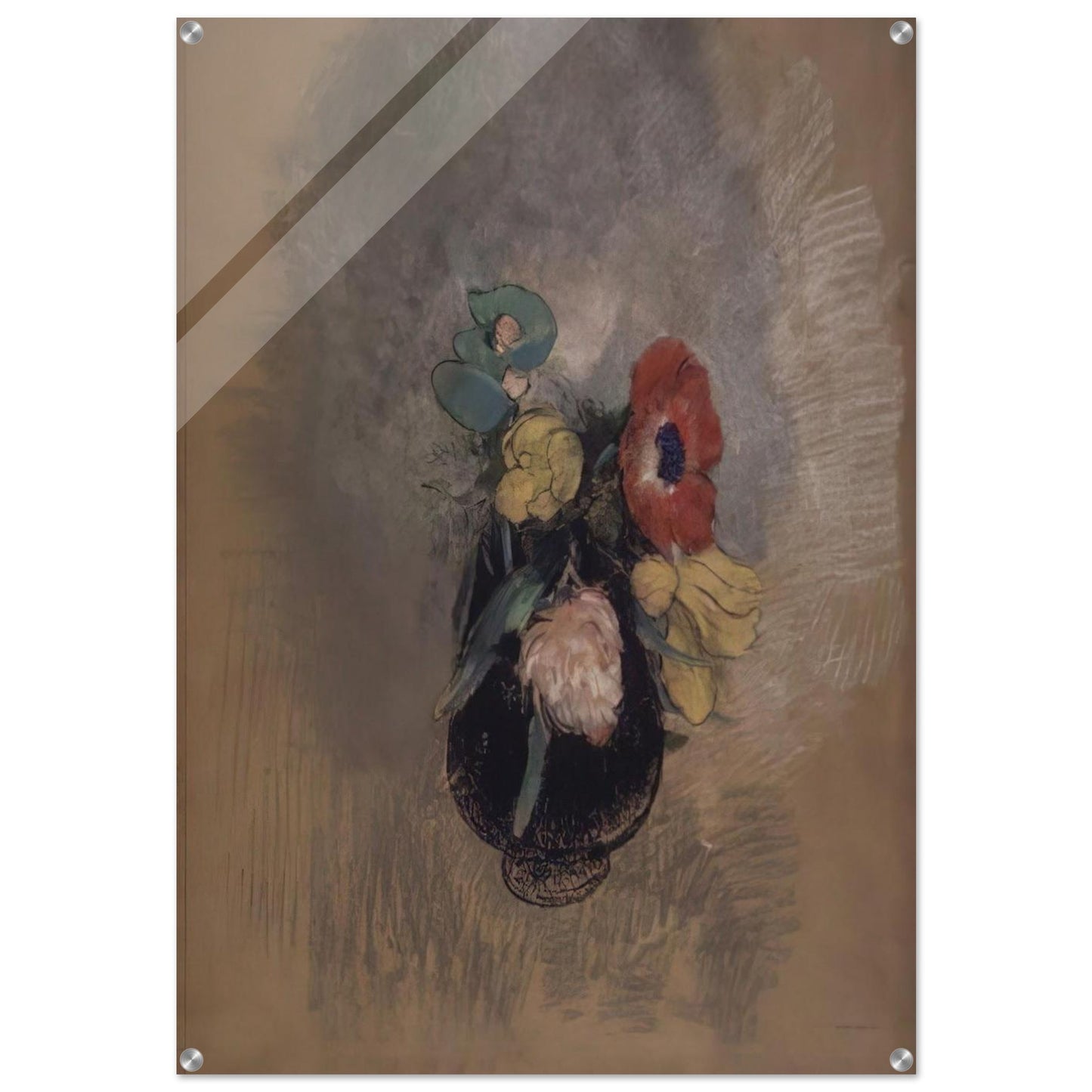 ANEMONES AND TULIPS - Odilon Redon Acrylic Print - 70x100 cm / 28x40″ inches | Odilon Redon Wall Art | Odilon Redon Prints