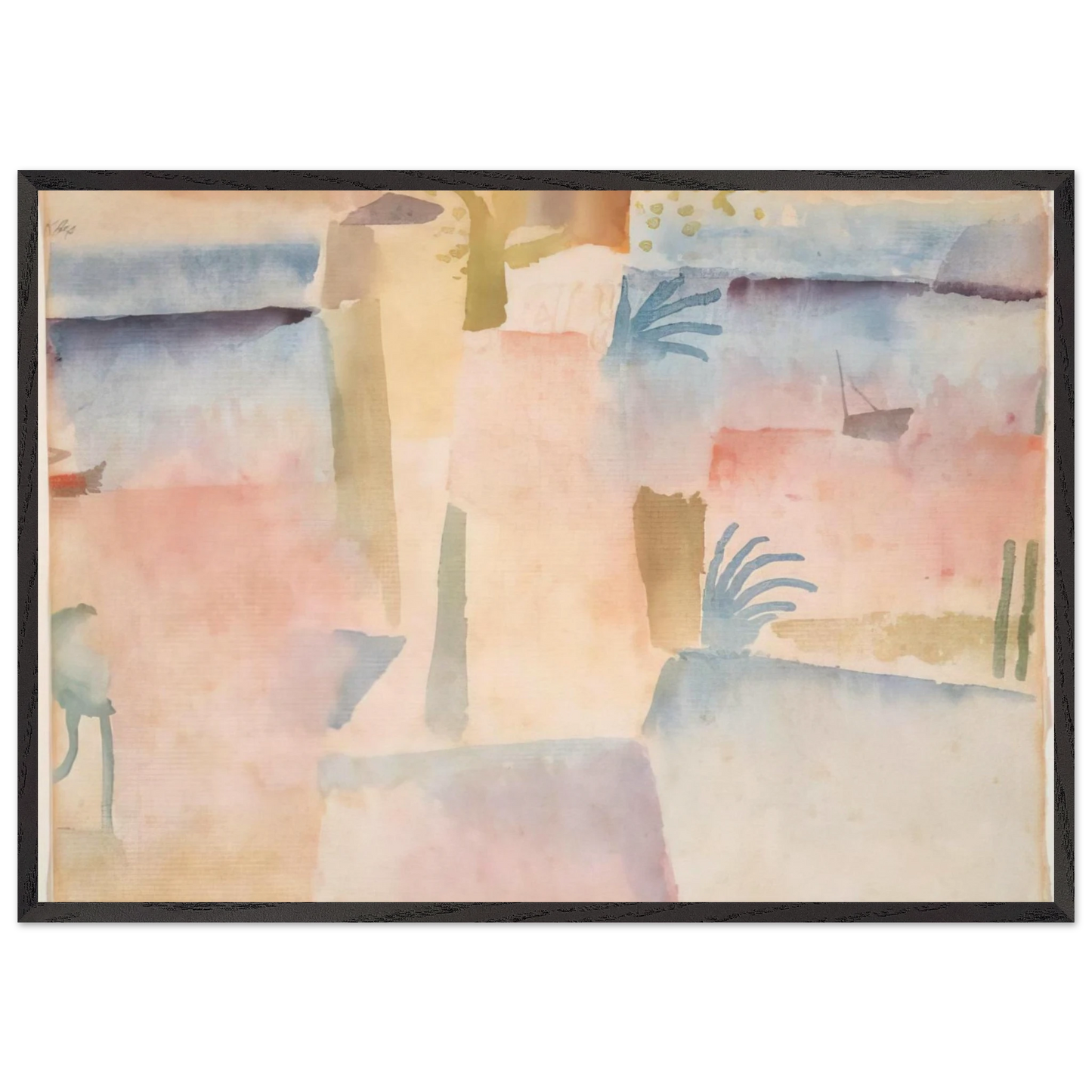 VIEW TOWARDS THE PORT OF HAMMAMET 1914 - Paul Klee Framed Art Print – Black Wooden Frame - Default Title - -Framed Art Print