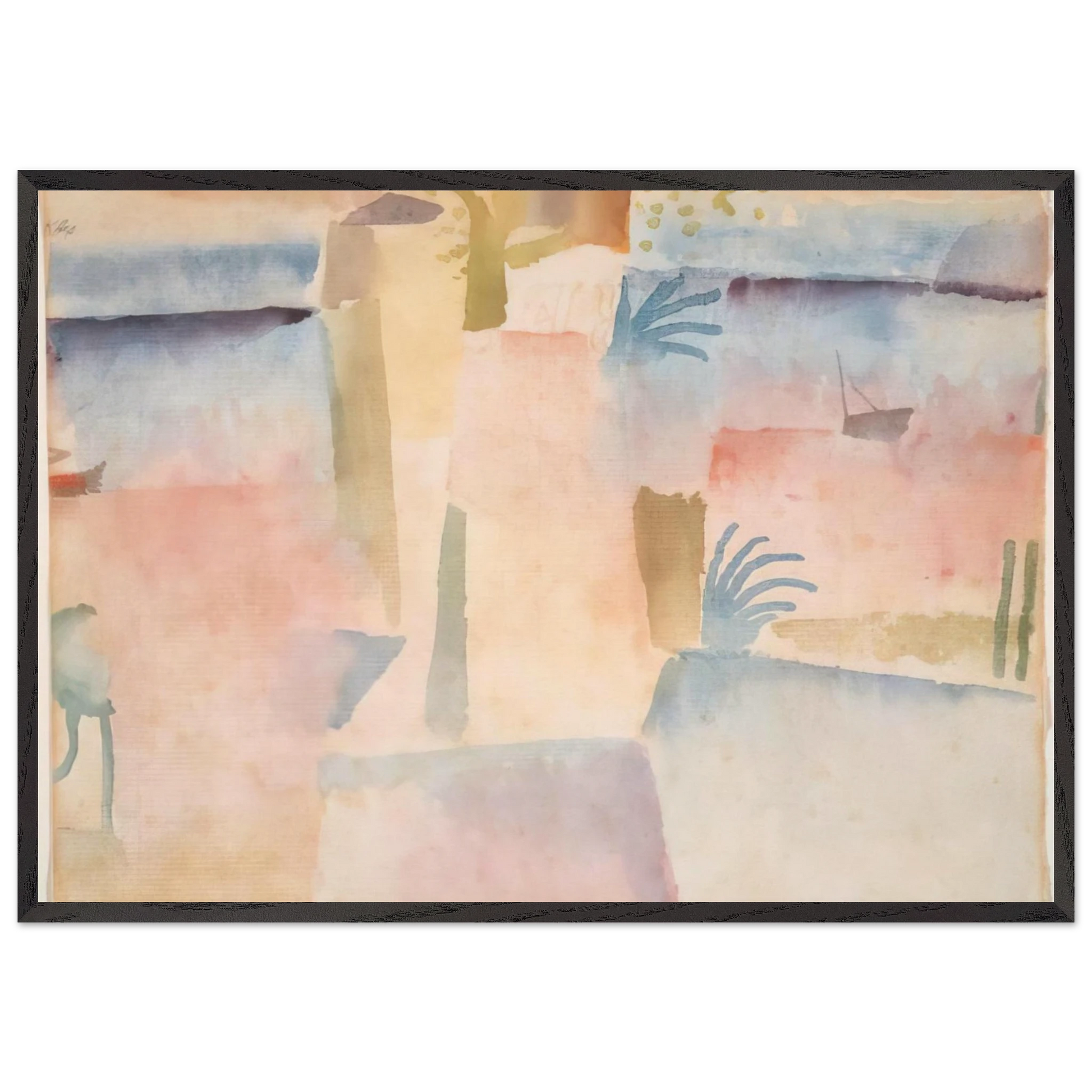 VIEW TOWARDS THE PORT OF HAMMAMET 1914 - Paul Klee Framed Art Print – Black Wooden Frame - Default Title - -Framed Art Print