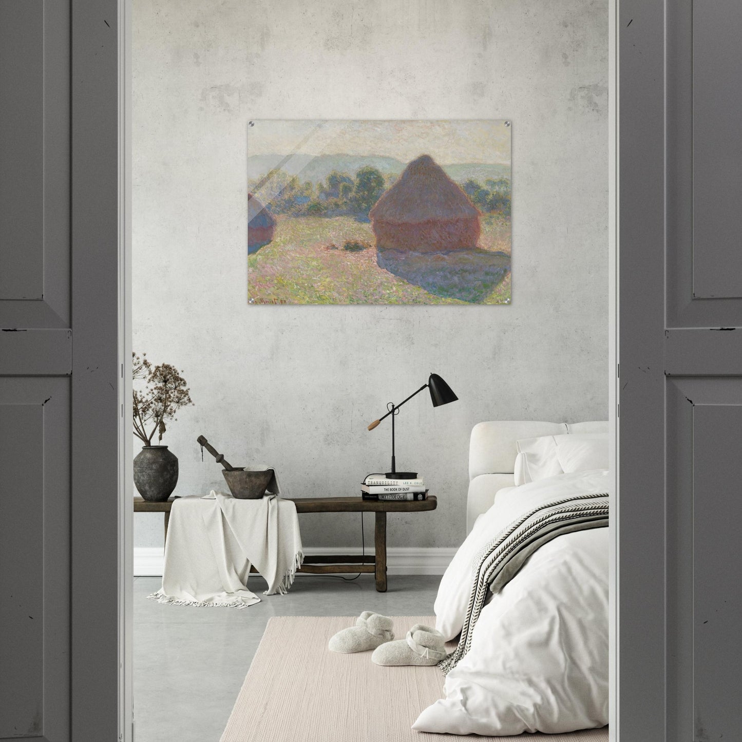 Haystacks, midday - claude monet Acrylic Print - 70x100 cm / 28x40″ inches