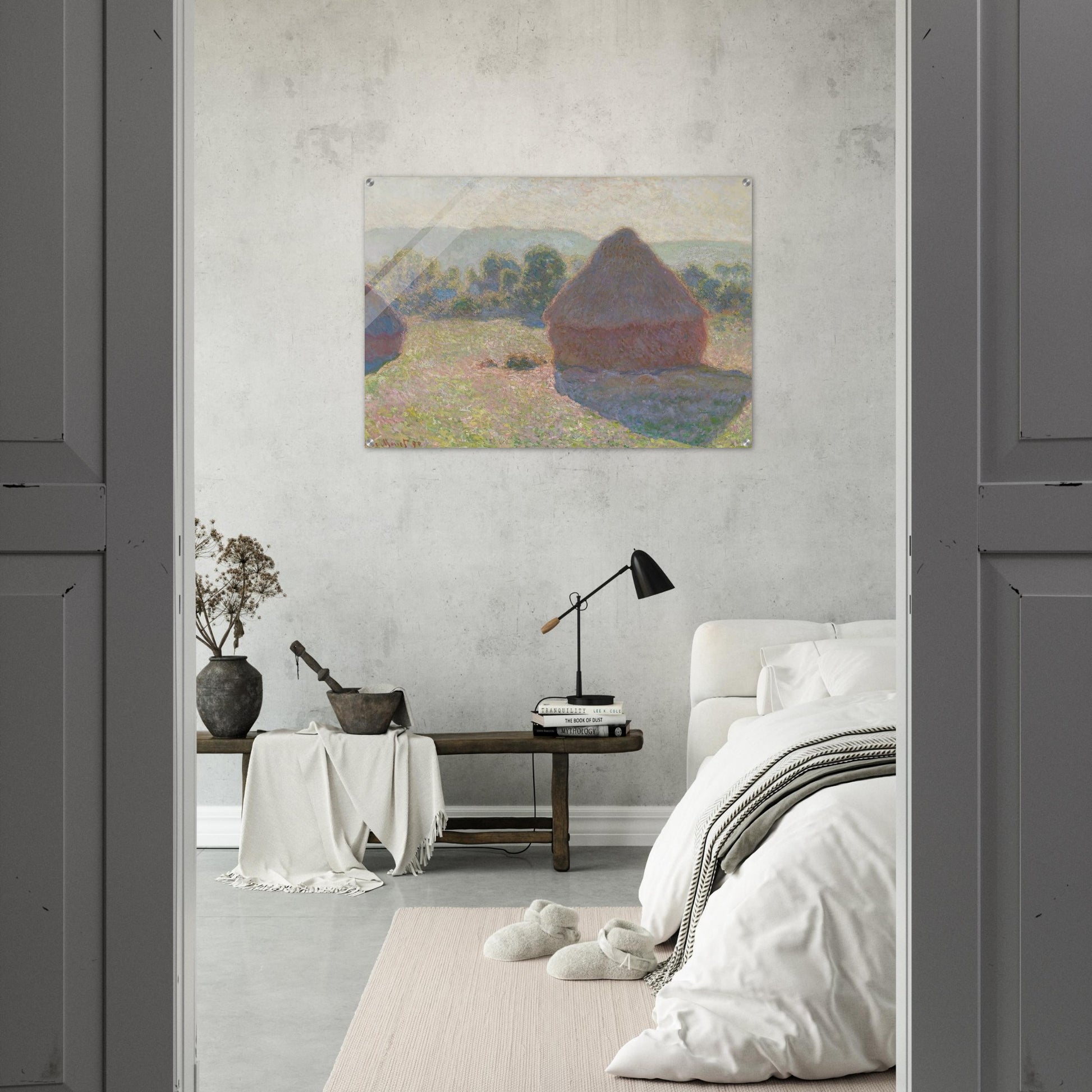 Haystacks, midday - claude monet Acrylic Print - 70x100 cm / 28x40″ inches