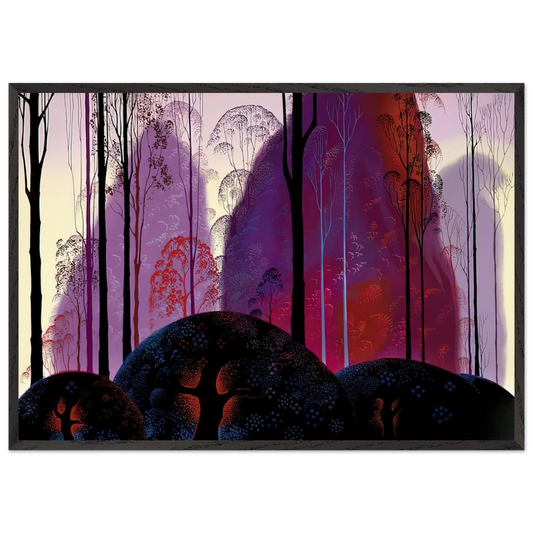 Mauve Red and Purple - Eyvind Earle Framed Art Print – Black Wooden Frame - Default Title - -Framed Art Print