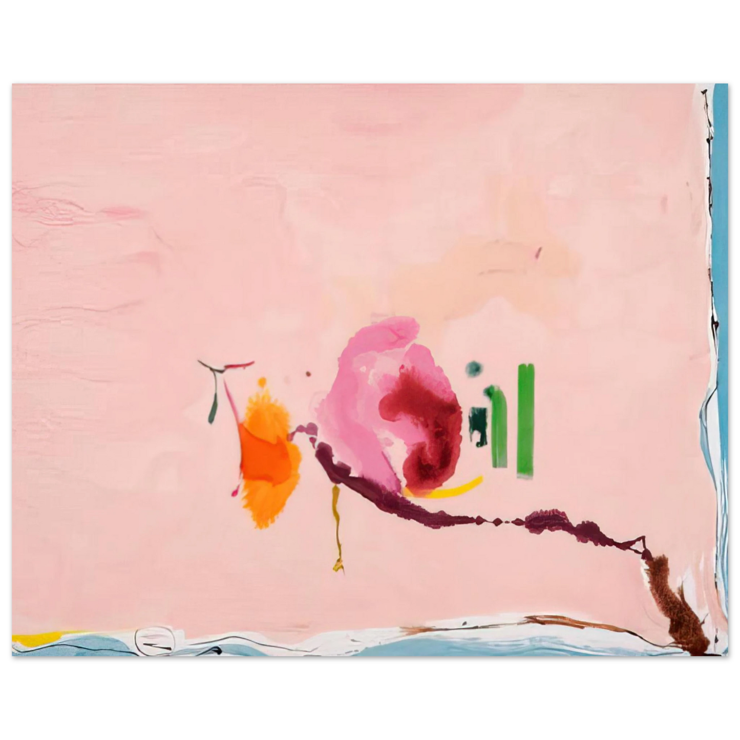 Helen Frankenthaler - Flirt - 1995 Wall art - 13x18 cm / 5x7 inches - Premium Wooden Framed Poster With Fine Art Paper - Black frame