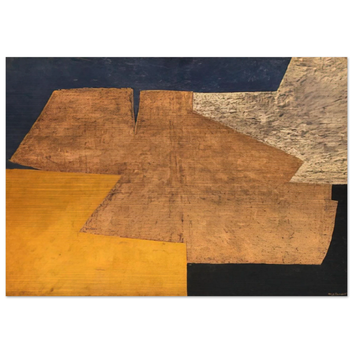 Composition jaune, mauve, bleu et noir La table d'or - 1952 - Serge Poliakoff Brushed Aluminum Print - 70x100 cm / 28x40 inches | Serge Poliakoff Aluminum Print | Serge Poliakoff Prints