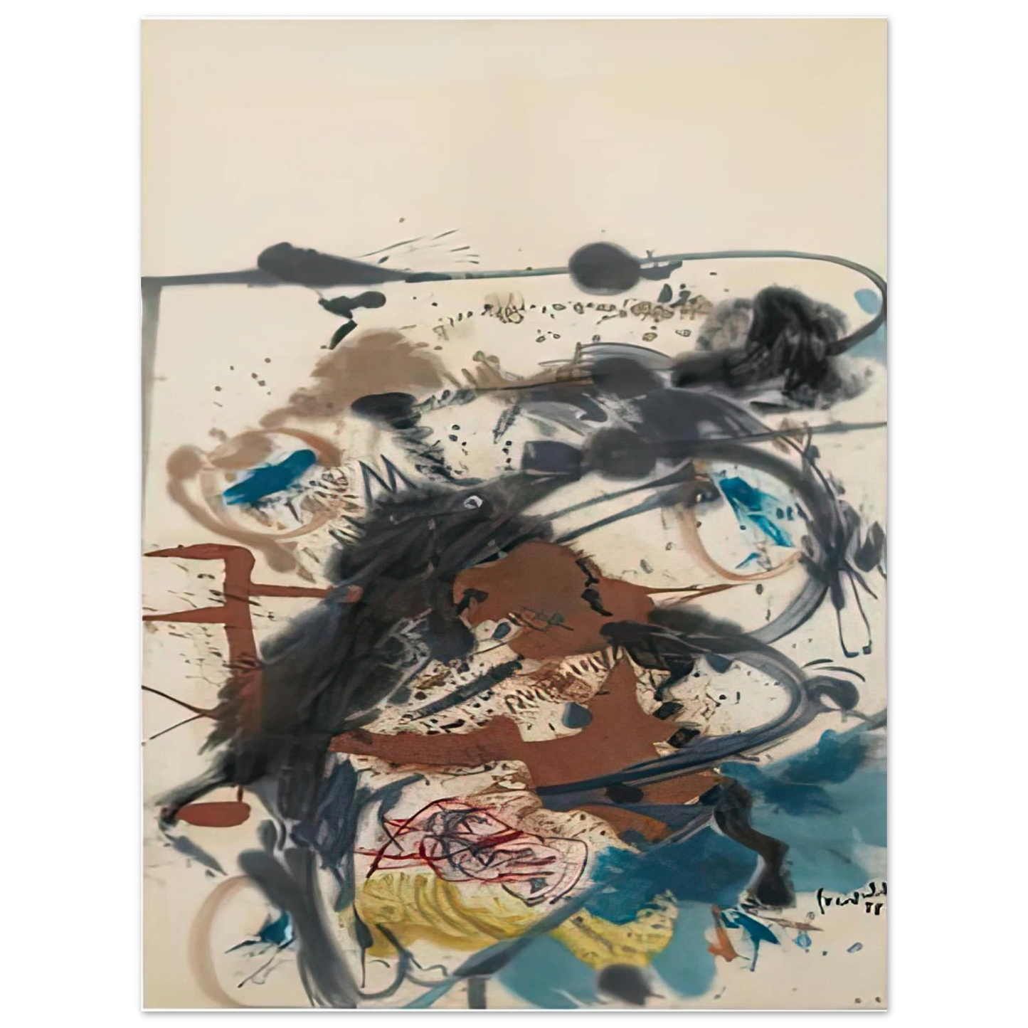 Helen Frankenthaler - Winter Hunt, 1958- Wall Art - 21x29.7 cm / 8x12" - Fine Art Poster - -