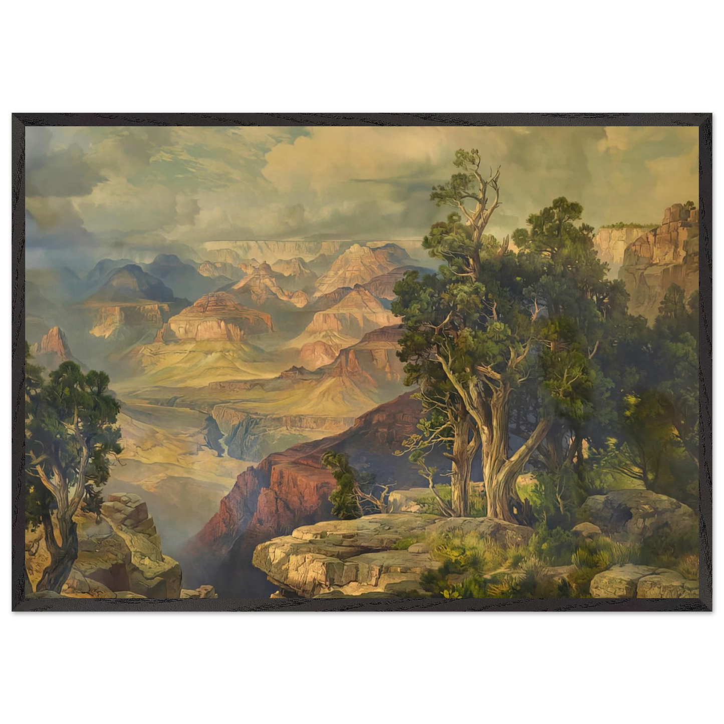 Grand Canyon from Hermit Rim Road - Thomas Moran Framed Art Print – Black Wooden Frame - Default Title - -Framed Art Print