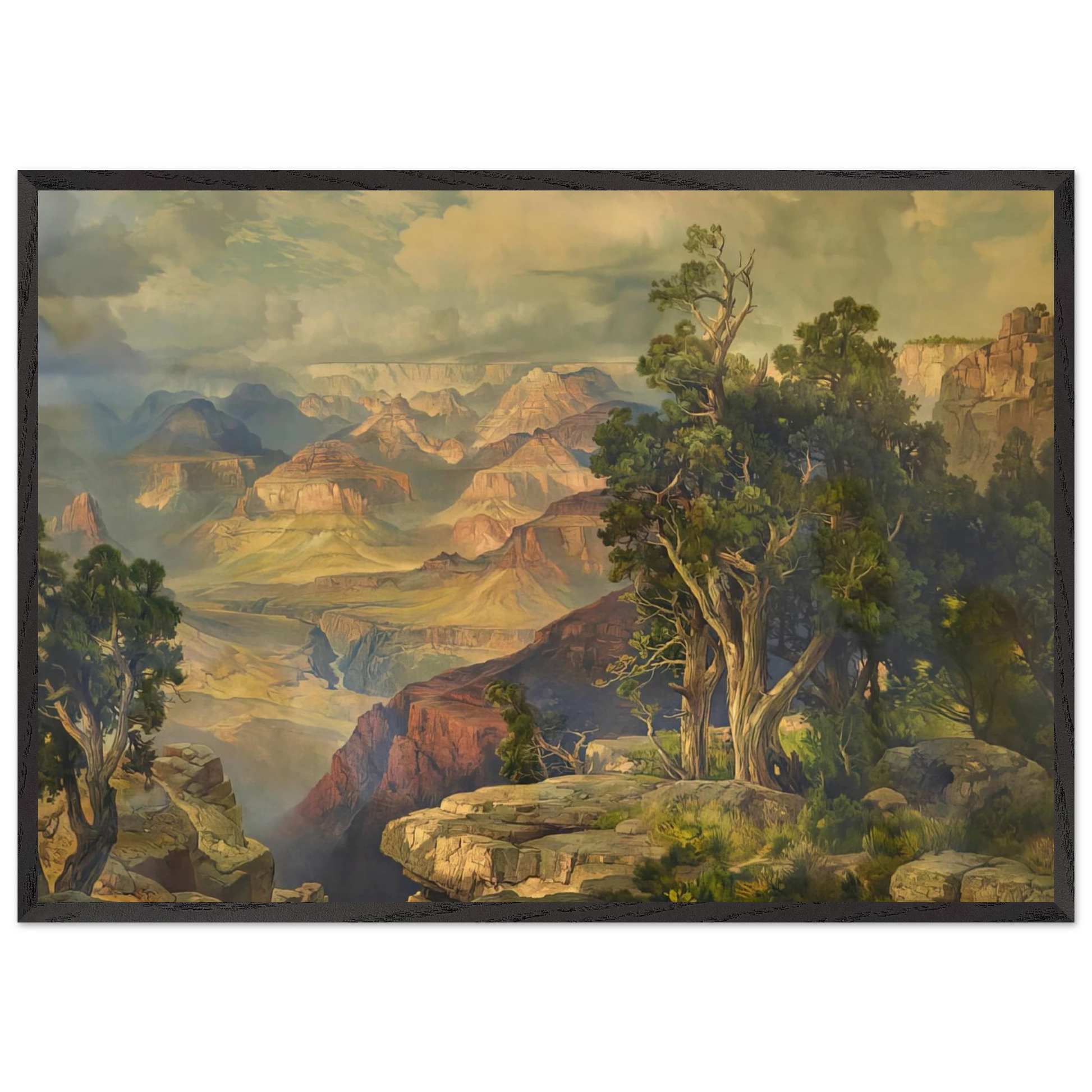 Grand Canyon from Hermit Rim Road - Thomas Moran Framed Art Print – Black Wooden Frame - Default Title - -Framed Art Print