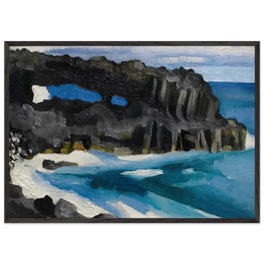 Black Lava Bridge Hana Coast-No II - Georgia OKeeffe 70x100 cm / 28x40 inches Framed Art Print – Black Wooden Frame