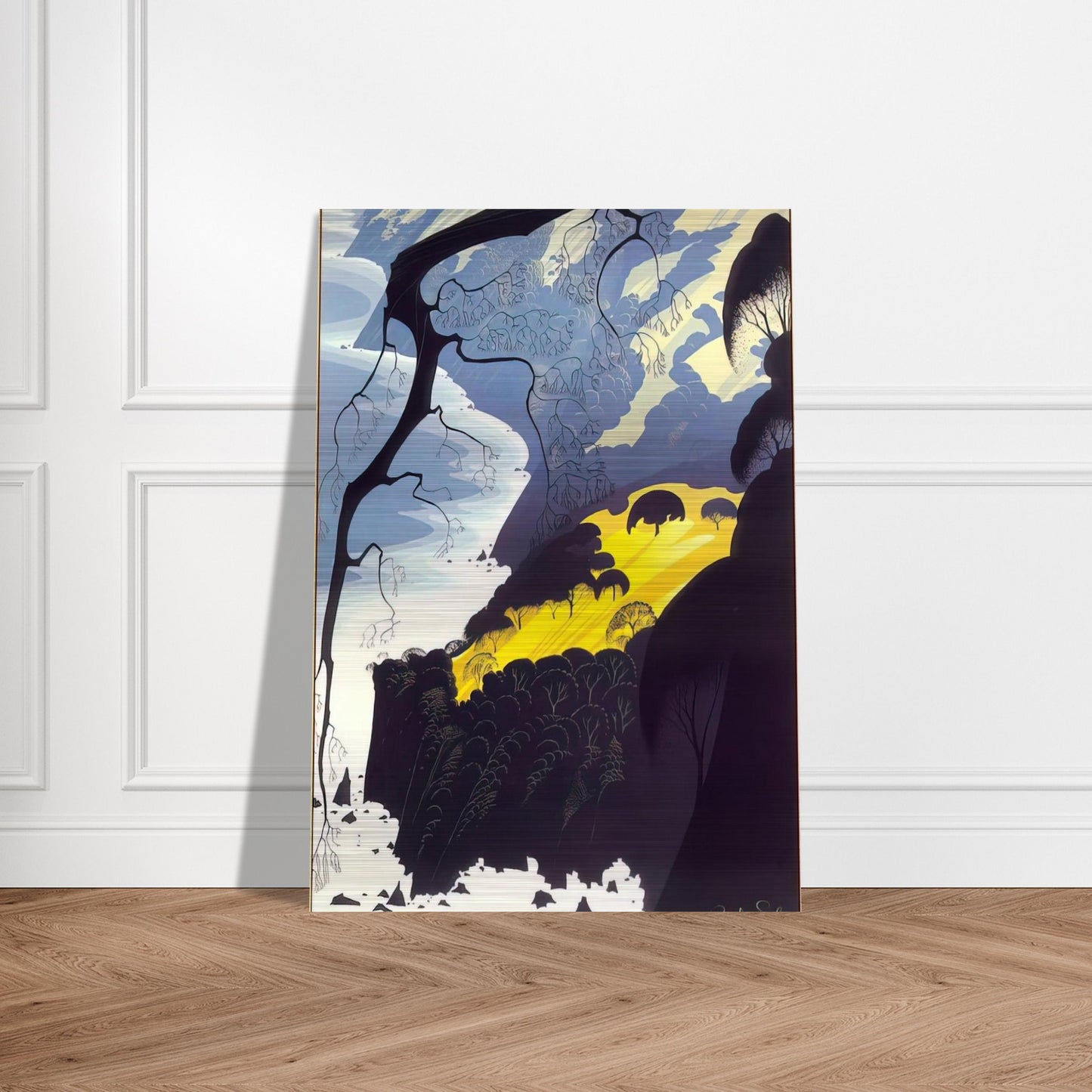 Carmel Highlands - Eyvind Earle Brushed Aluminum Print - 70x100 cm / 28x40 inches | Eyvind Earle Aluminum Print | Eyvind Earle Prints