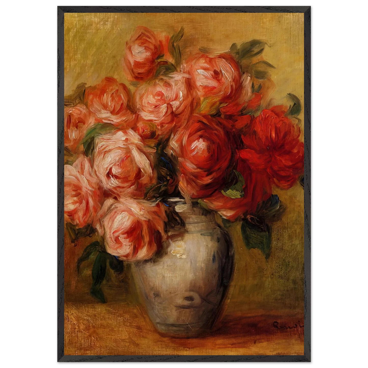 Still Life with Roses - Pierre-Auguste Renoir Framed Art Print – Black Wooden Frame - Default Title - -Framed Art Print