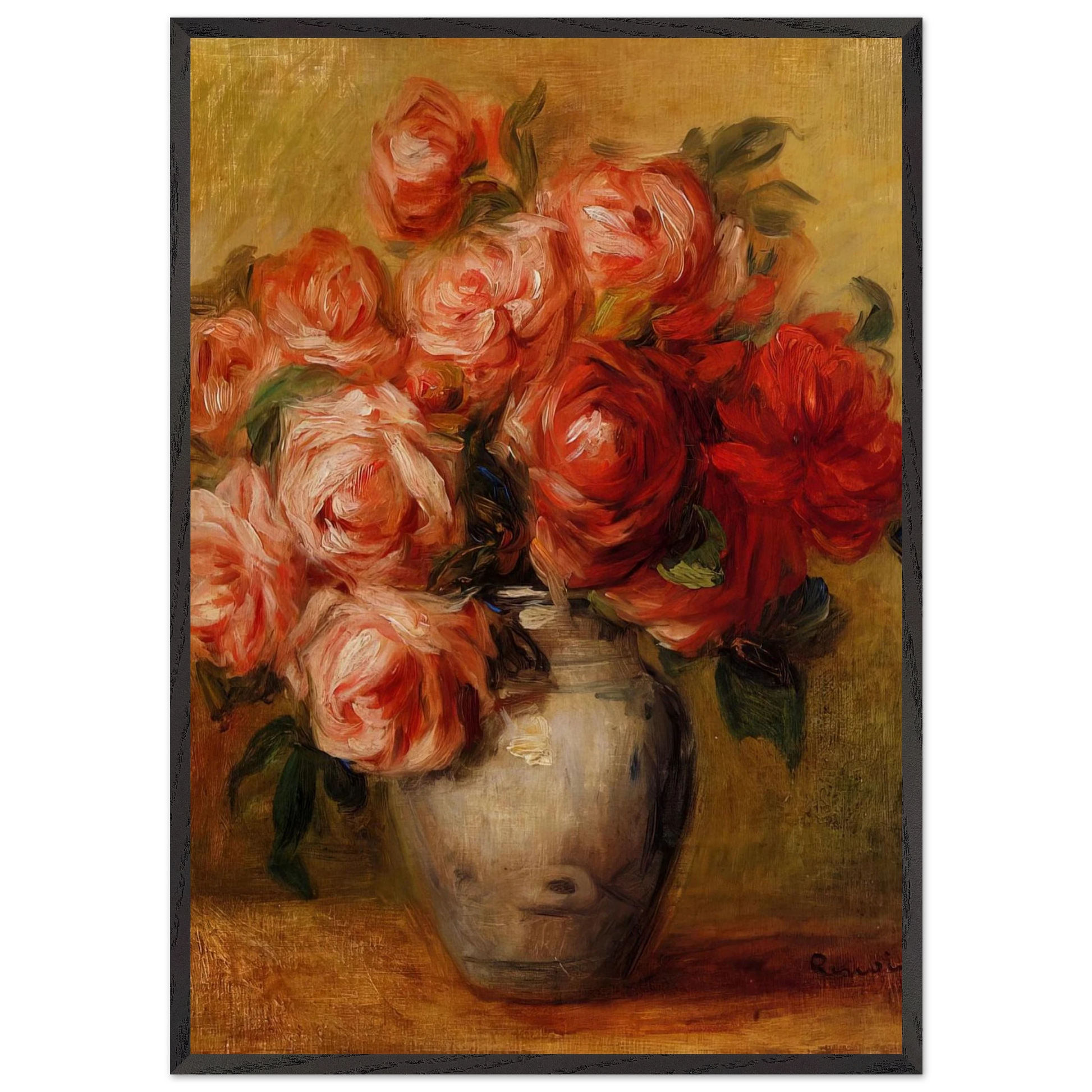 Still Life with Roses - Pierre-Auguste Renoir Framed Art Print – Black Wooden Frame - Default Title - -Framed Art Print