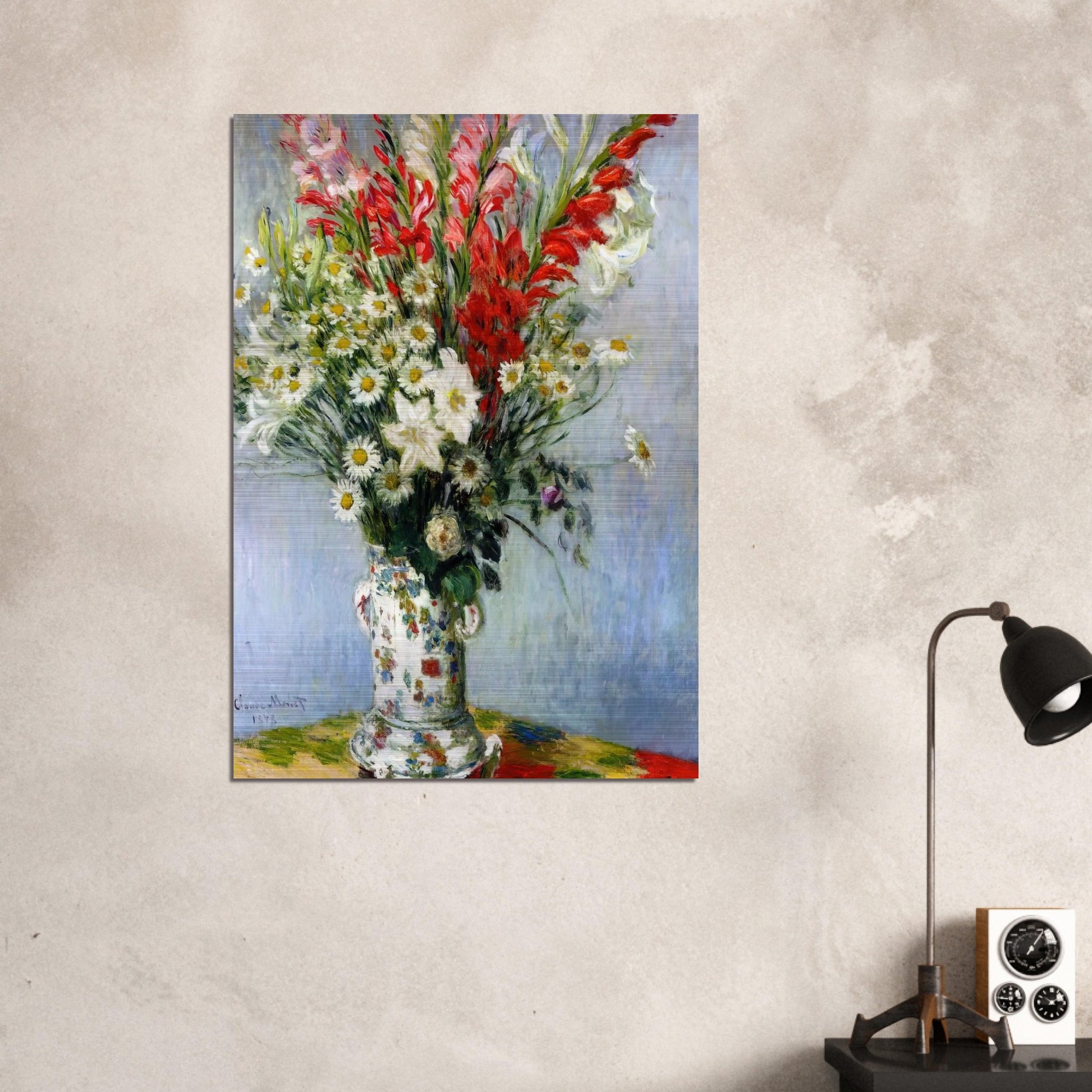 Bouquet of Gadiolas, Lilies and Dasies - claude monet Brushed Aluminum Print - 70x100 cm / 28x40 inches | claude monet Aluminum Print | claude monet Prints
