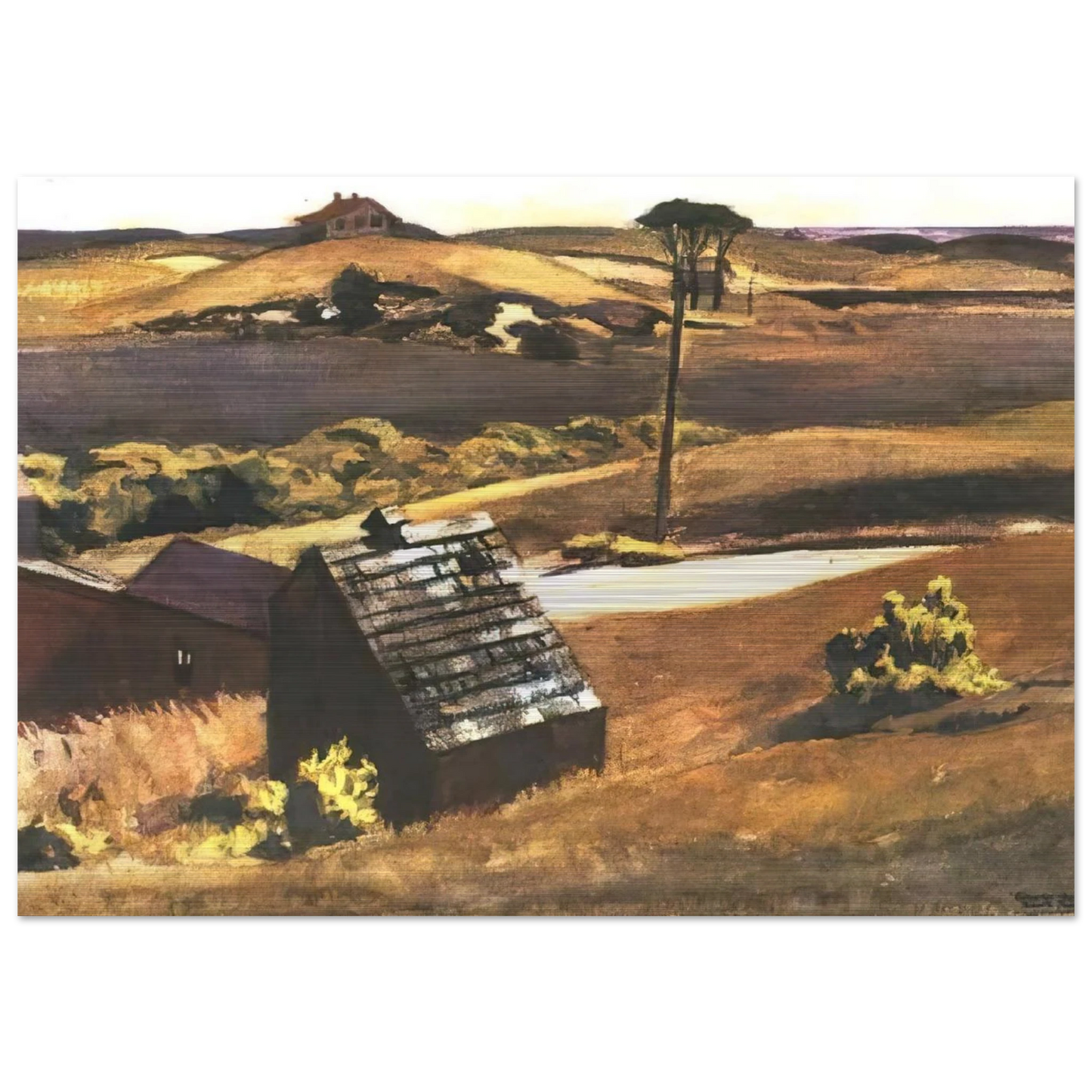 Burly Cobb Hen Coop and Barn - Edward Hopper Brushed Aluminum Print - 70x100 cm / 28x40 inches | Edward Hopper Aluminum Print | Edward Hopper Prints