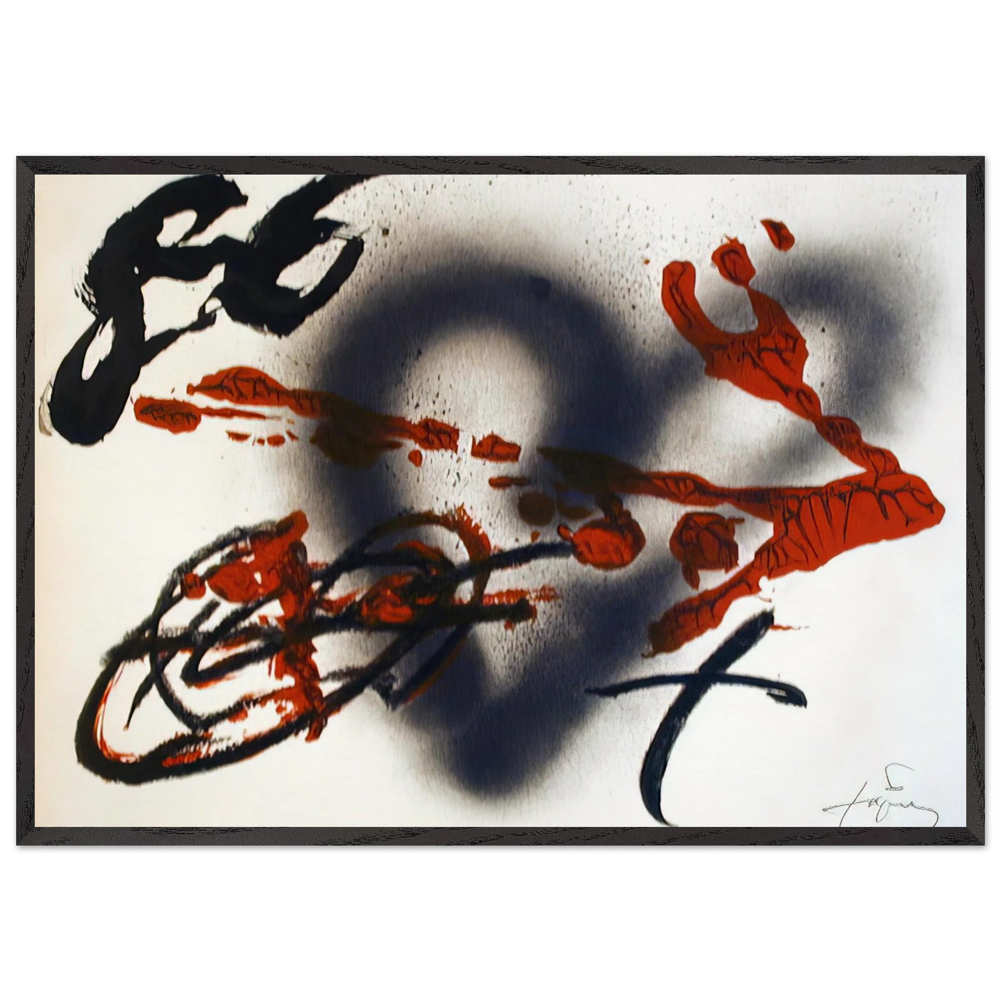 COEUR ET FLECHE 1985 - Antoni Tapies Framed Art Print – Black Wooden Frame - Default Title - -Framed Art Print