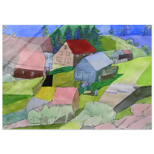 Häuser im Schwarzwald - Naïve Art Primitivism - Johannes Itten Acrylic Print - 70x100 cm / 28x40″ inches