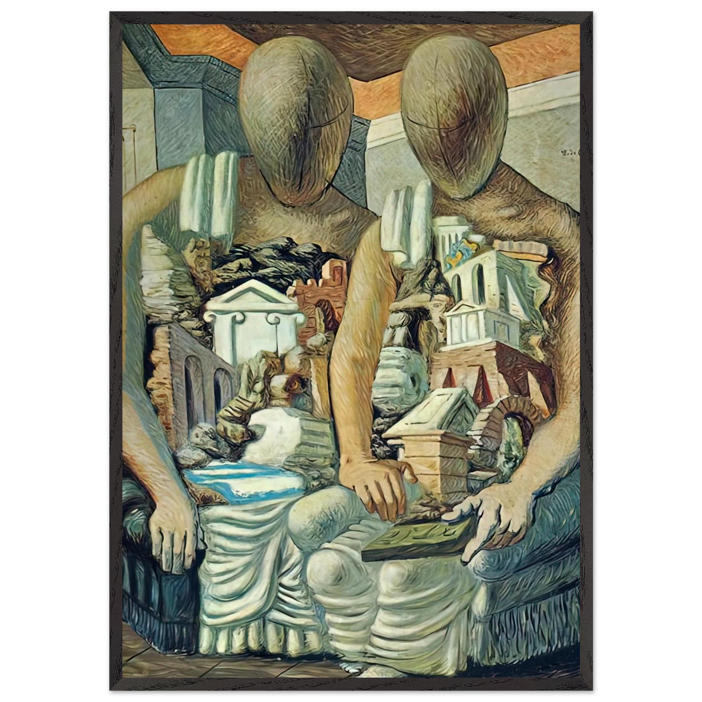 THE ARCHAEOLOGISTS 1927 - Giorgio de Chirico Framed Art Print – Black Wooden Frame - Default Title - -Framed Art Print