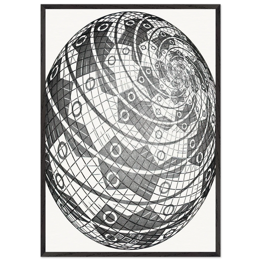 SPHERE SURFACE WITH FISHES - MC Escher Framed Art Print – Black Wooden Frame - Default Title - -Framed Art Print