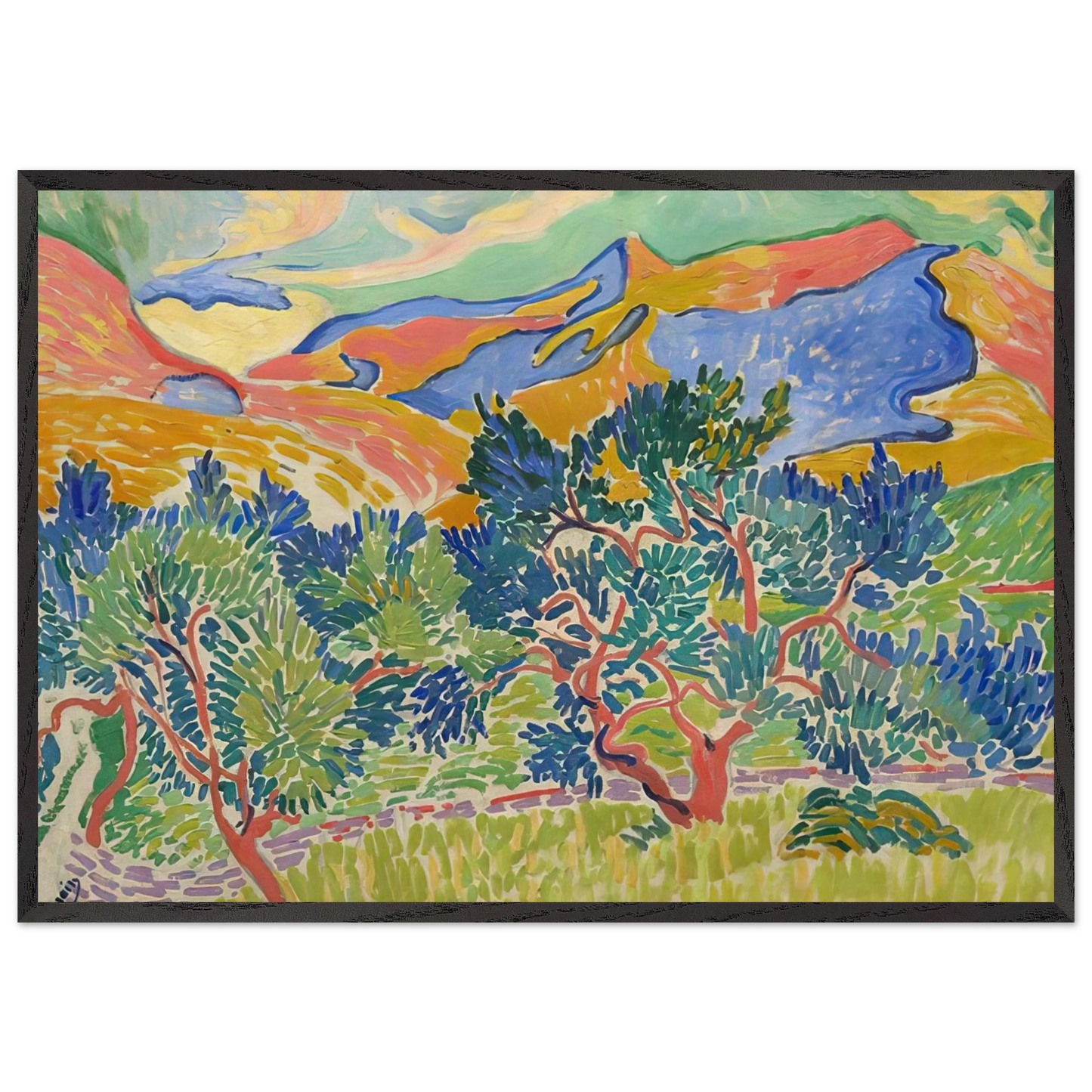 MOUNTAINS AT COLLIOURE 1905 - Andre Derain Framed Art Print – Black Wooden Frame - Default Title - -Framed Art Print