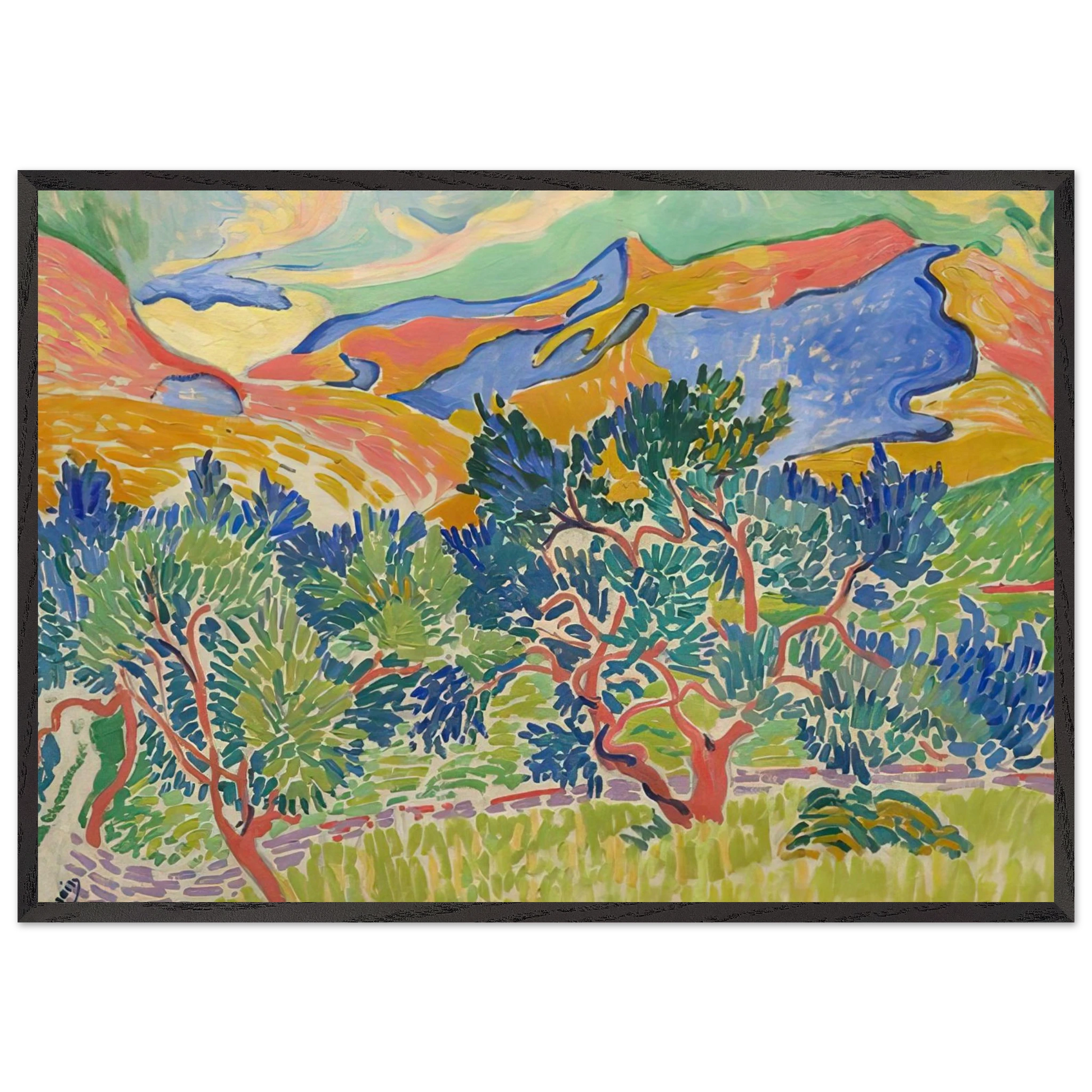 MOUNTAINS AT COLLIOURE 1905 - Andre Derain Framed Art Print – Black Wooden Frame - Default Title - -Framed Art Print