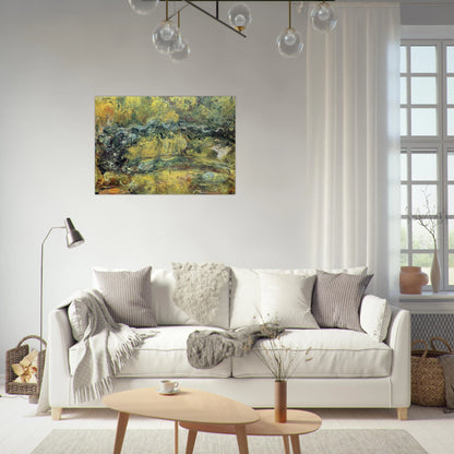 The Japanis Bridge Footbridge over the Water-Lily Pond - claude monet Brushed Aluminum Print - 70x100 cm / 28x40 inches | claude monet Aluminum Print | claude monet Prints