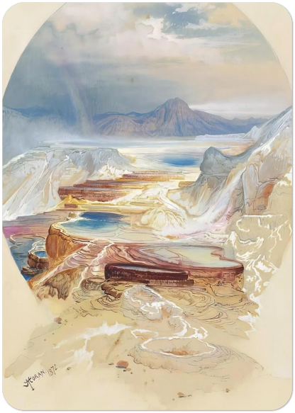 Minerva Terrace Yellowstone By Thomas Moran Pack of 10 Post Cards | Thomas Moran Post Cards | A6 (10.5 x 14.8 cm) - 4.1 x 5.8 inches