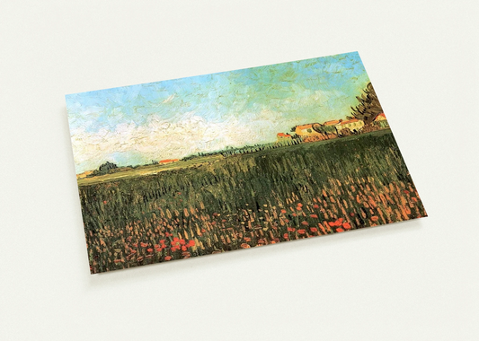 Farmhouses in a Wheat Field Near Arles By Vincent van Gogh Pack of 10 Post Cards | Vincent van Gogh Post Cards | A6 (10.5 x 14.8 cm) - 4.1 x 5.8 inches