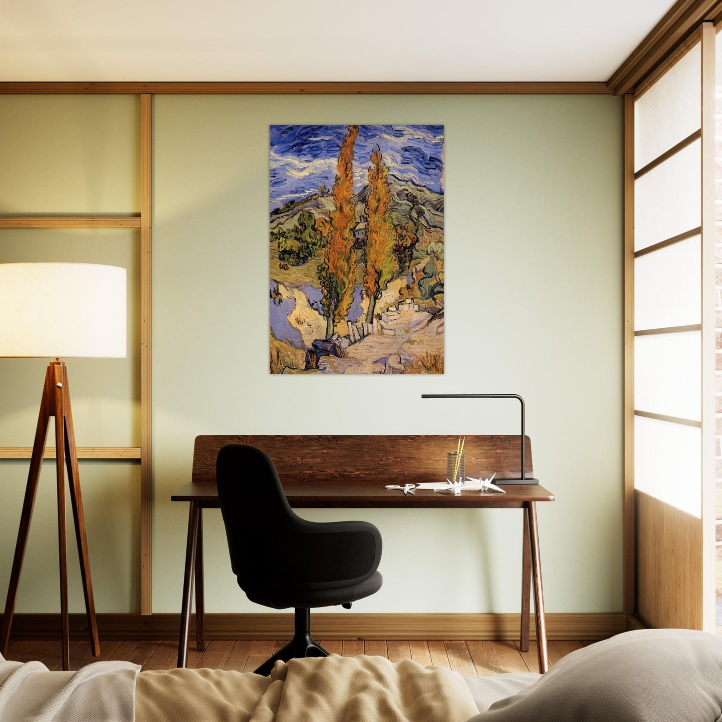 Two Poplars on a Hill - Vincent van Gogh Brushed Aluminum Print - 70x100 cm / 28x40 inches | Vincent van Gogh Aluminum Print | Vincent van Gogh Prints