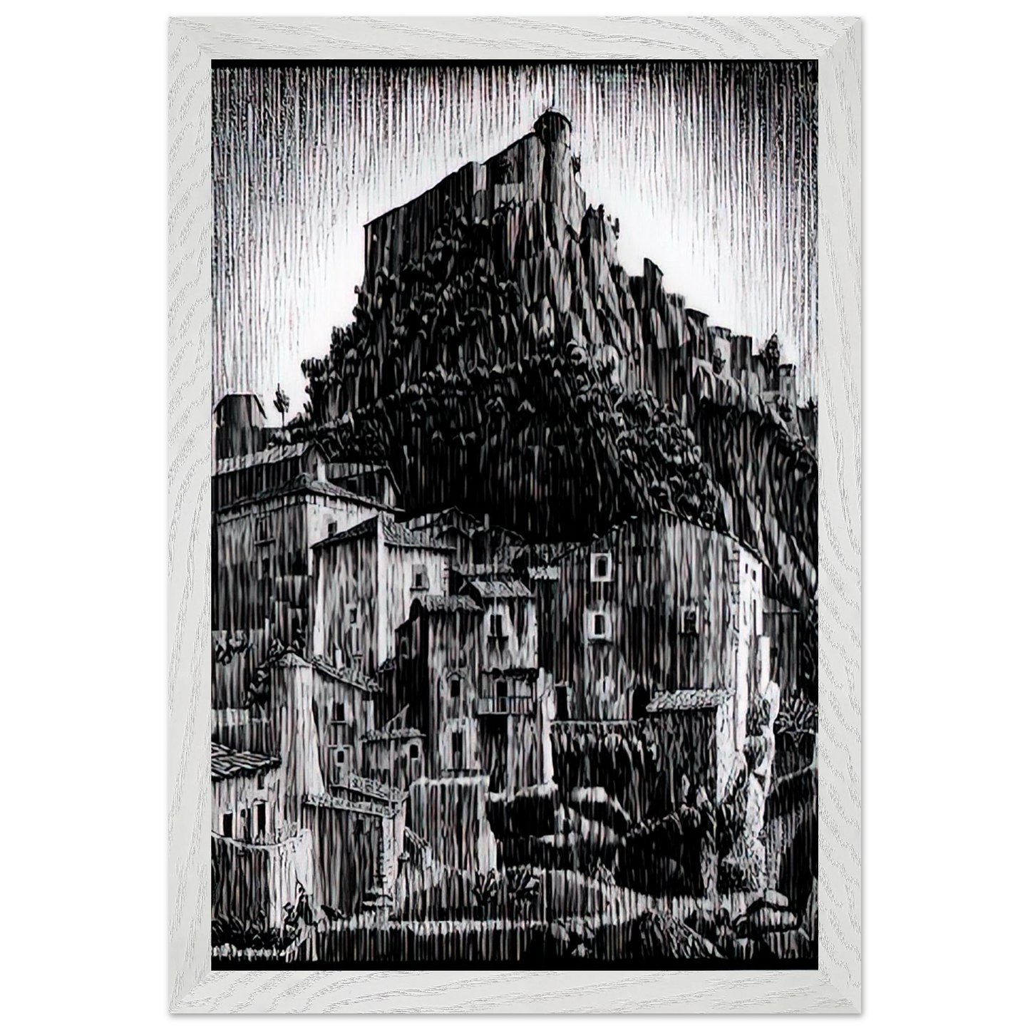 MC Escher - CERRO AL VOLTURNO ABRUZZI JANUARY 1930 1930 Wall Art - 30x40 cm / 12x16 inches - Premium Wooden Framed Poster With Fine Art Paper - White frame