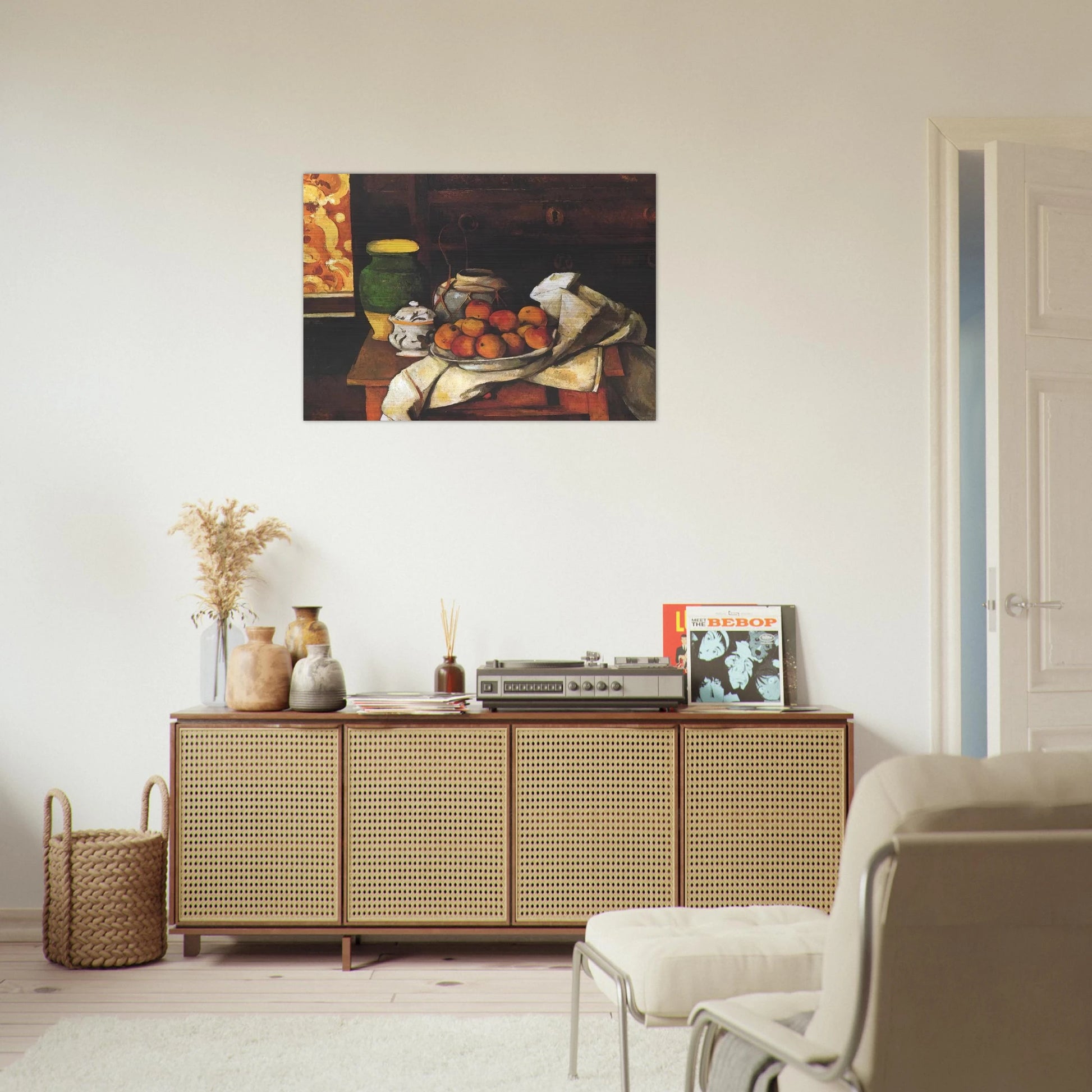 Still life in front of a chest of drawers - Paul Cézanne Brushed Aluminum Print - 70x100 cm / 28x40 inches | Paul Cézanne Aluminum Print | Paul Cézanne Prints