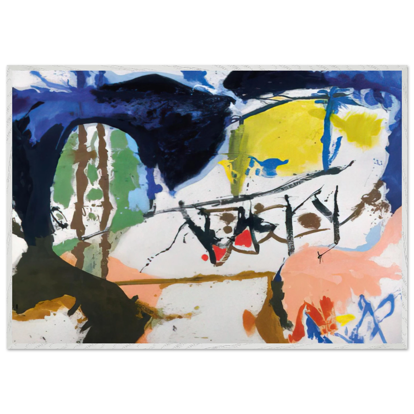 Helen Frankenthaler - Acres - 1959 Wall art - 45x60 cm / 18x24 inches - Premium Wooden Framed Poster With Fine Art Paper - White frame