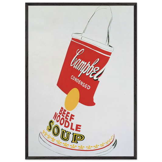 Crushed Campbells Soup Can  Beef Noodle  - Andy Warhol Framed Art Print – Black Wooden Frame - Default Title - -Framed Art Print