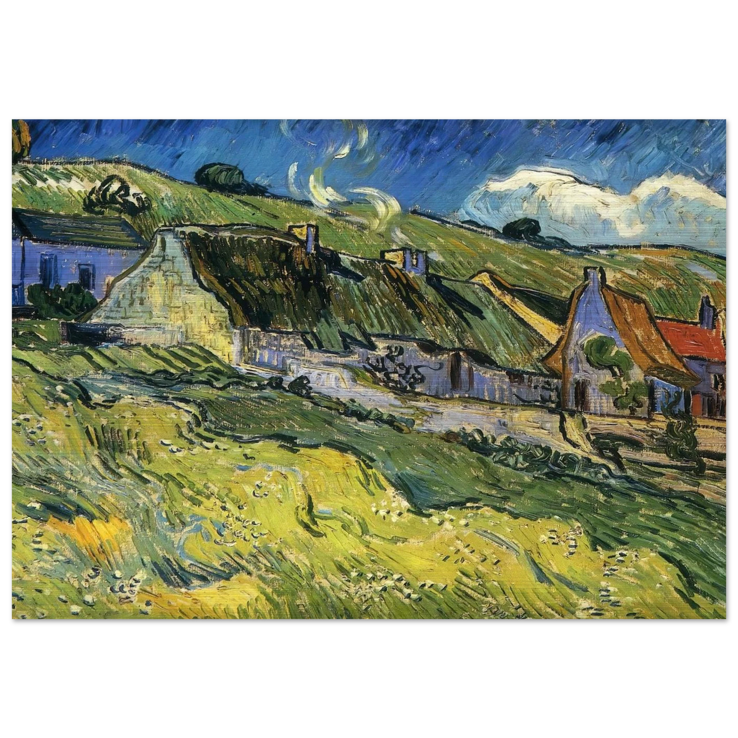 A Group of Cottages - Vincent van Gogh Brushed Aluminum Print - 70x100 cm / 28x40 inches | Vincent van Gogh Aluminum Print | Vincent van Gogh Prints