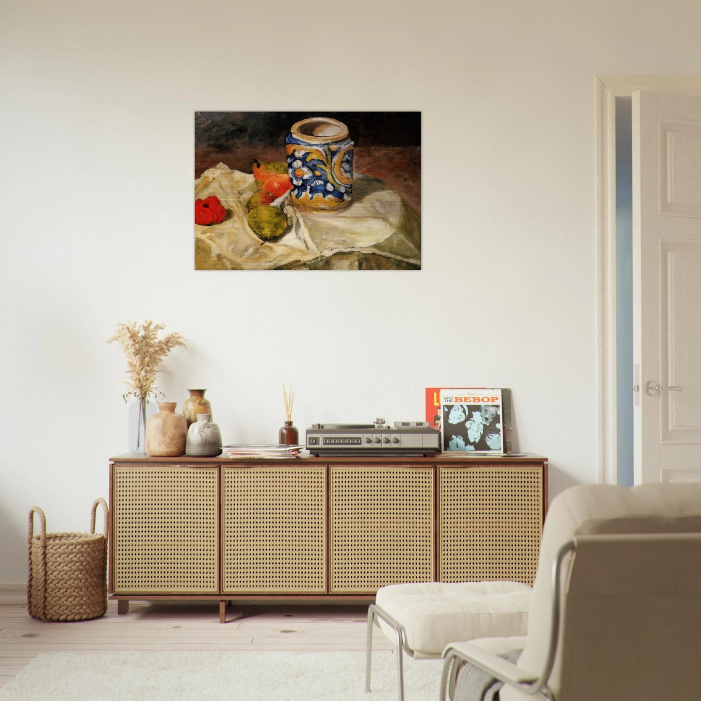 Still life with Italian earthenware jar - Paul Cézanne Brushed Aluminum Print - 70x100 cm / 28x40 inches | Paul Cézanne Aluminum Print | Paul Cézanne Prints