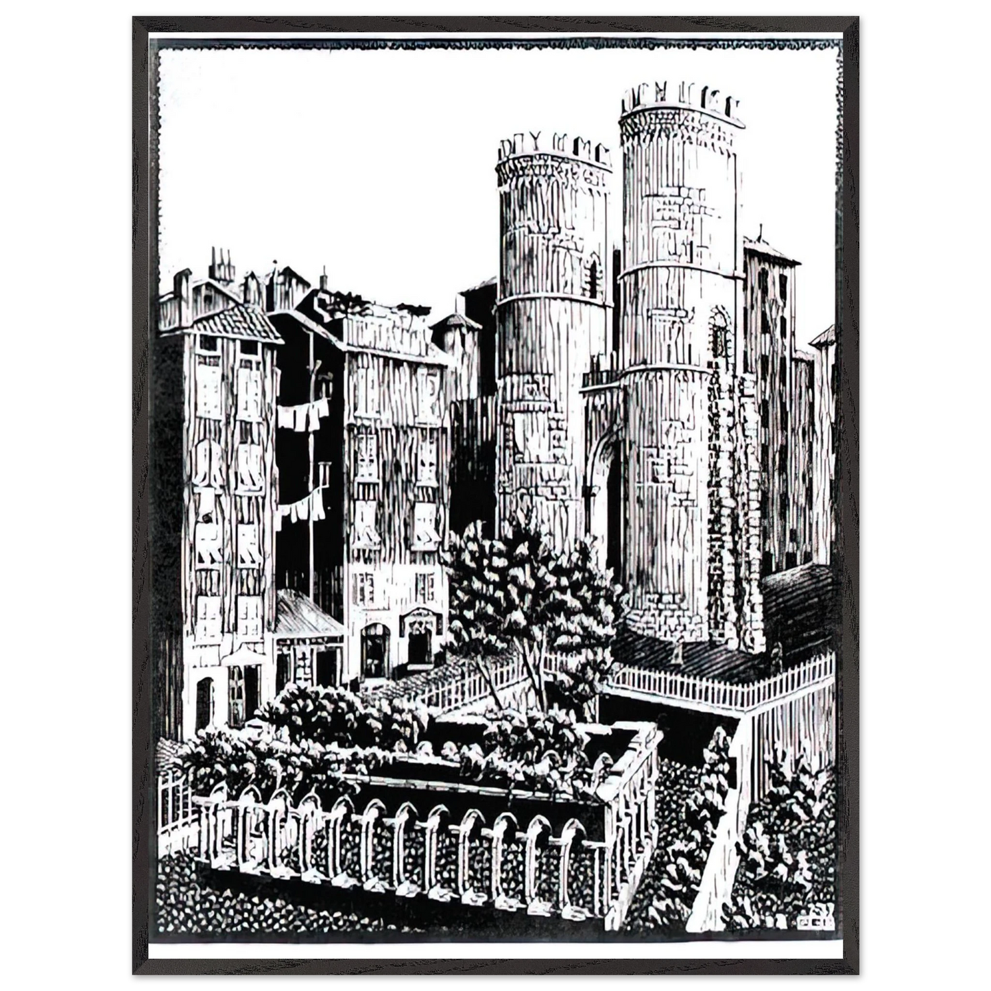 MC Escher - ESCHER (25) Wall Art - 21x29.7 cm / 8x12" - Premium Wooden Framed Poster With Fine Art Paper - Wood frame