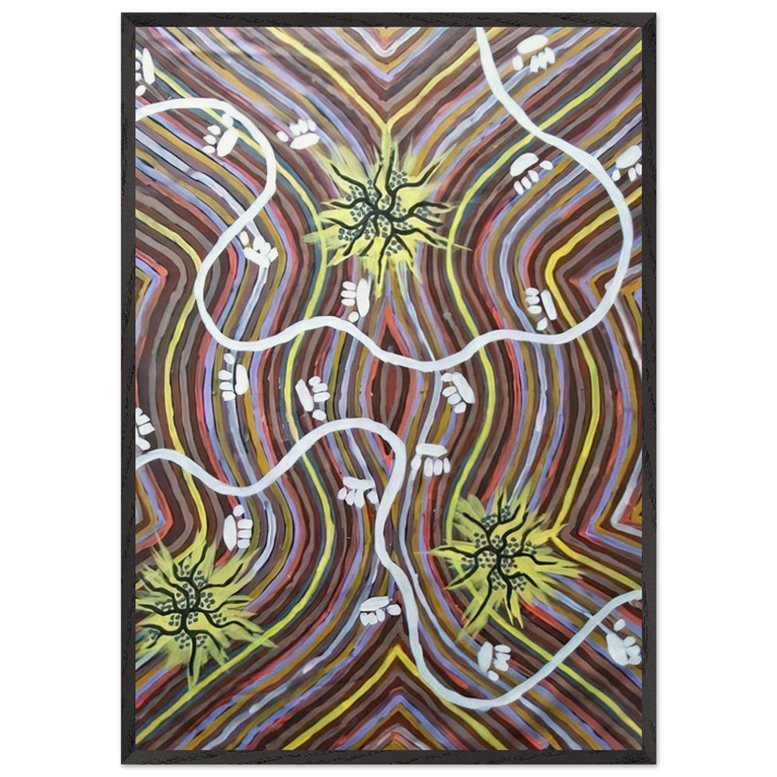 Possum Country - 1995 - Clifford Possum Tjapaltjarri 70x100 cm / 28x40 inches Framed Art Print – Black Wooden Frame