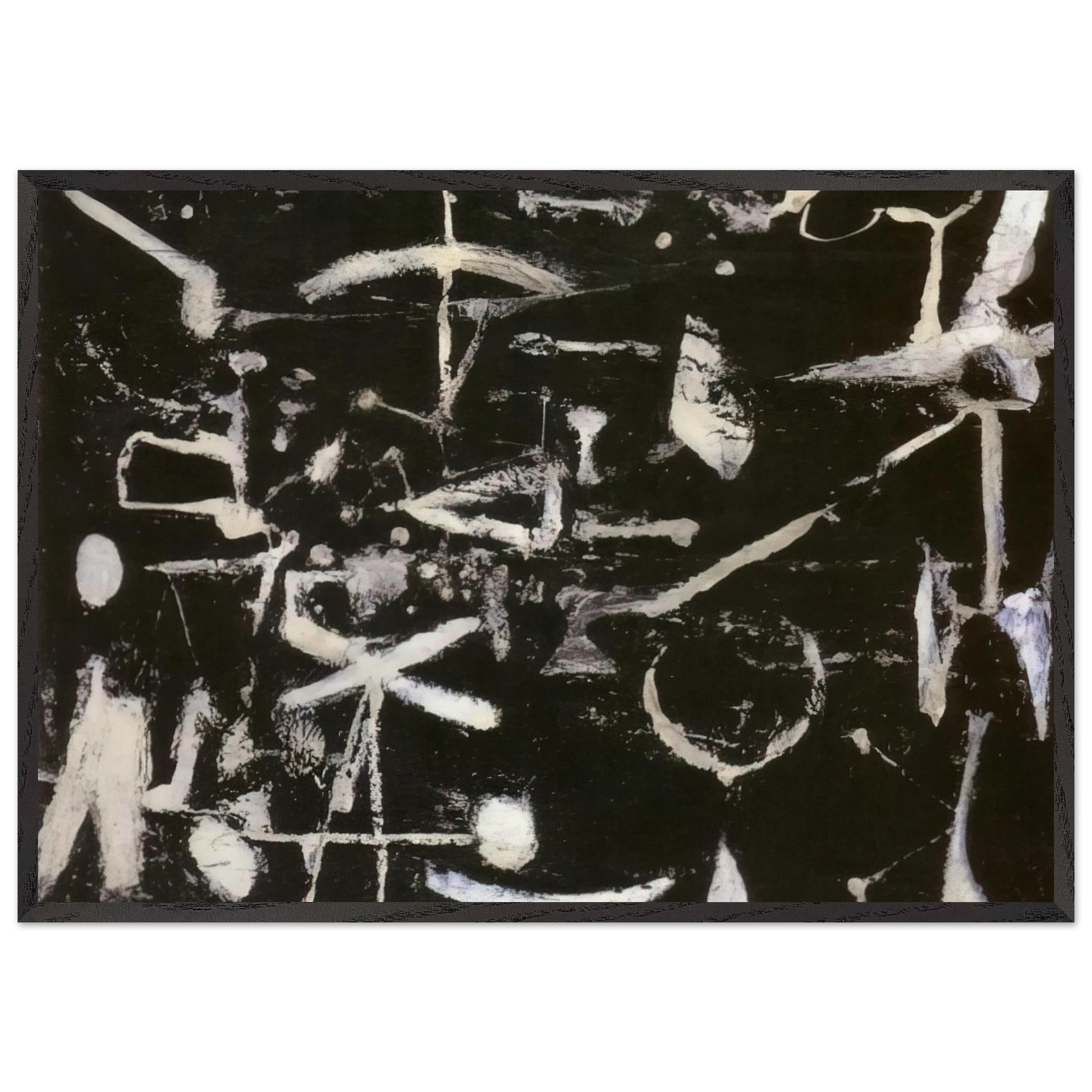 Untitled - Art Informel N2 - Jiro Yoshihara Framed Art Print – Black Wooden Frame - Default Title - -Framed Art Print